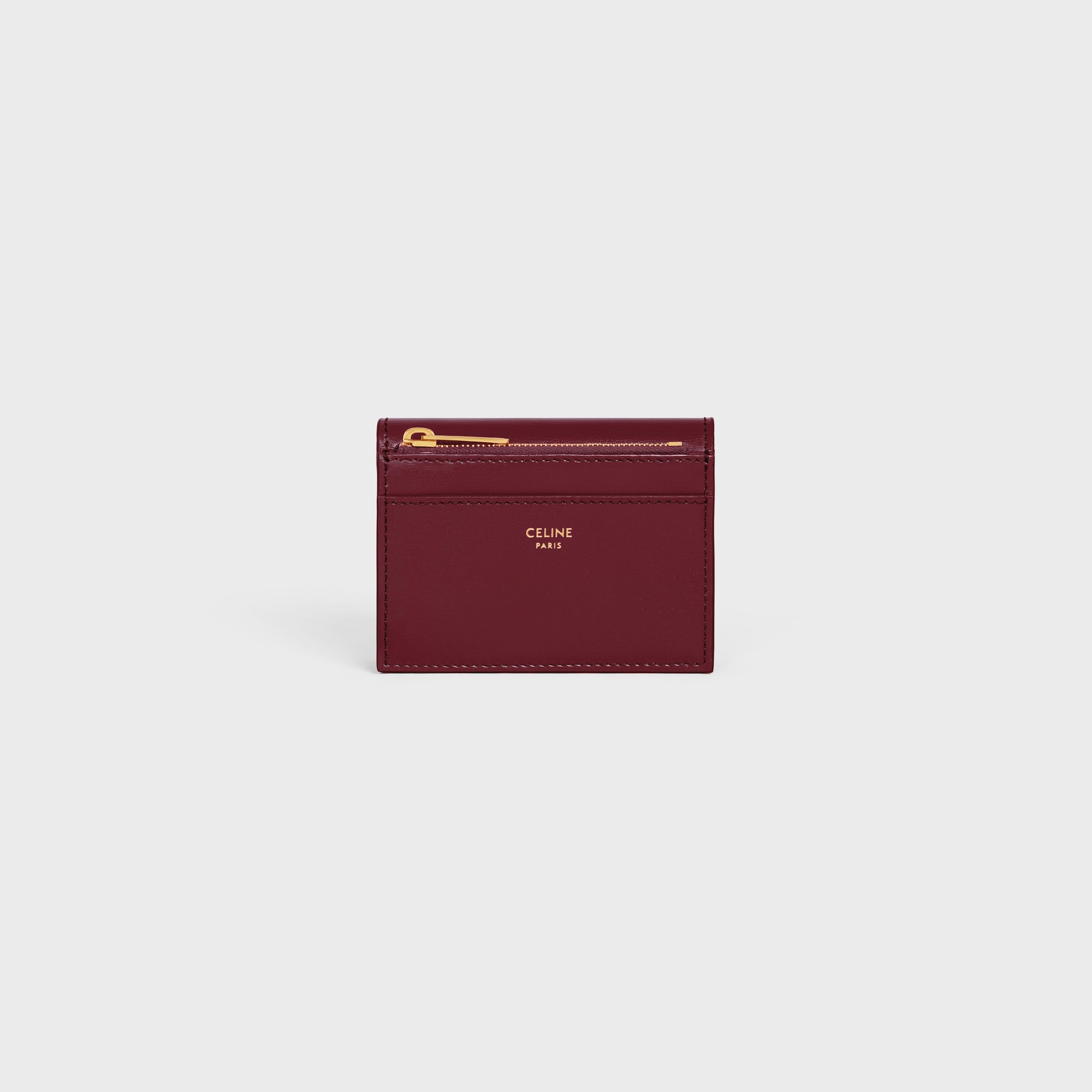 Replicate COMPACT WALLET WITH COIN TRIOMPHE IN SHINY CALFSKIN LIGHT BURGUNDY(1:1 replica)