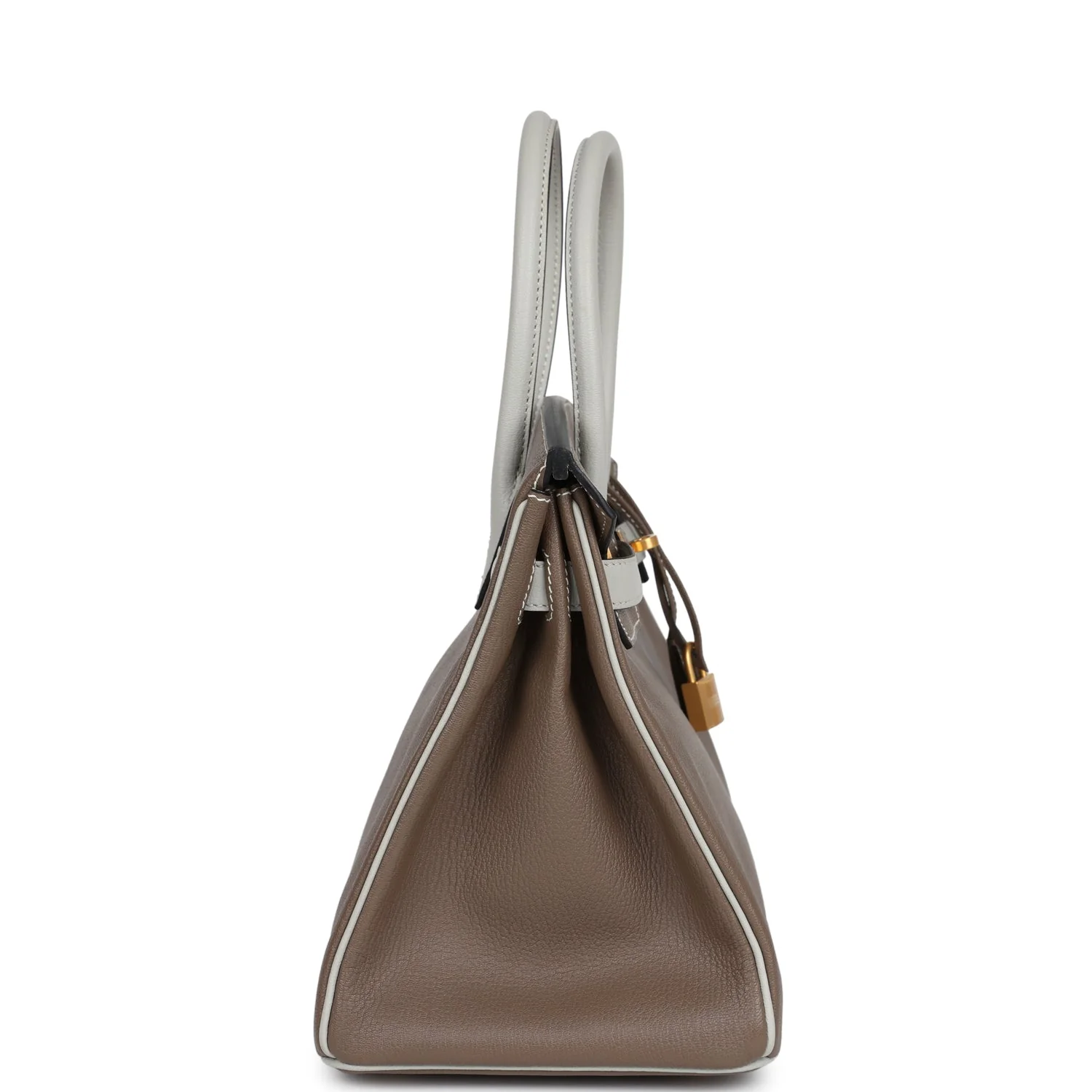 Replicate Hermes Special Order (HSS) Birkin 30 Etoupe and Gris Perle Chevre Brushed Gold Hardware(1:1 replica)