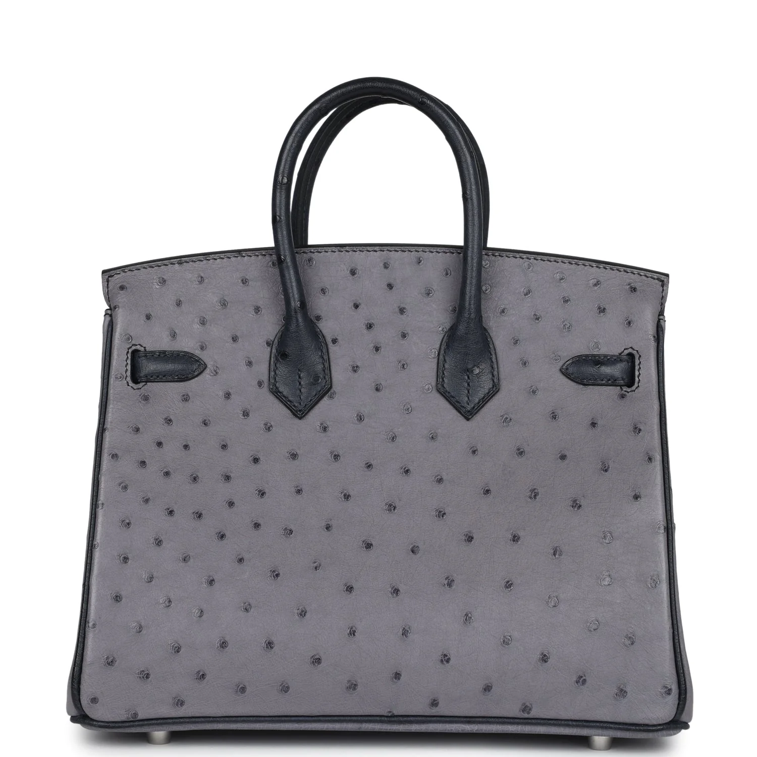 Replicate Hermes Special Order (HSS) Birkin 25 Gris Agate and Bleu Indigo Ostrich Brushed Palladium Hardware(1:1 replica)