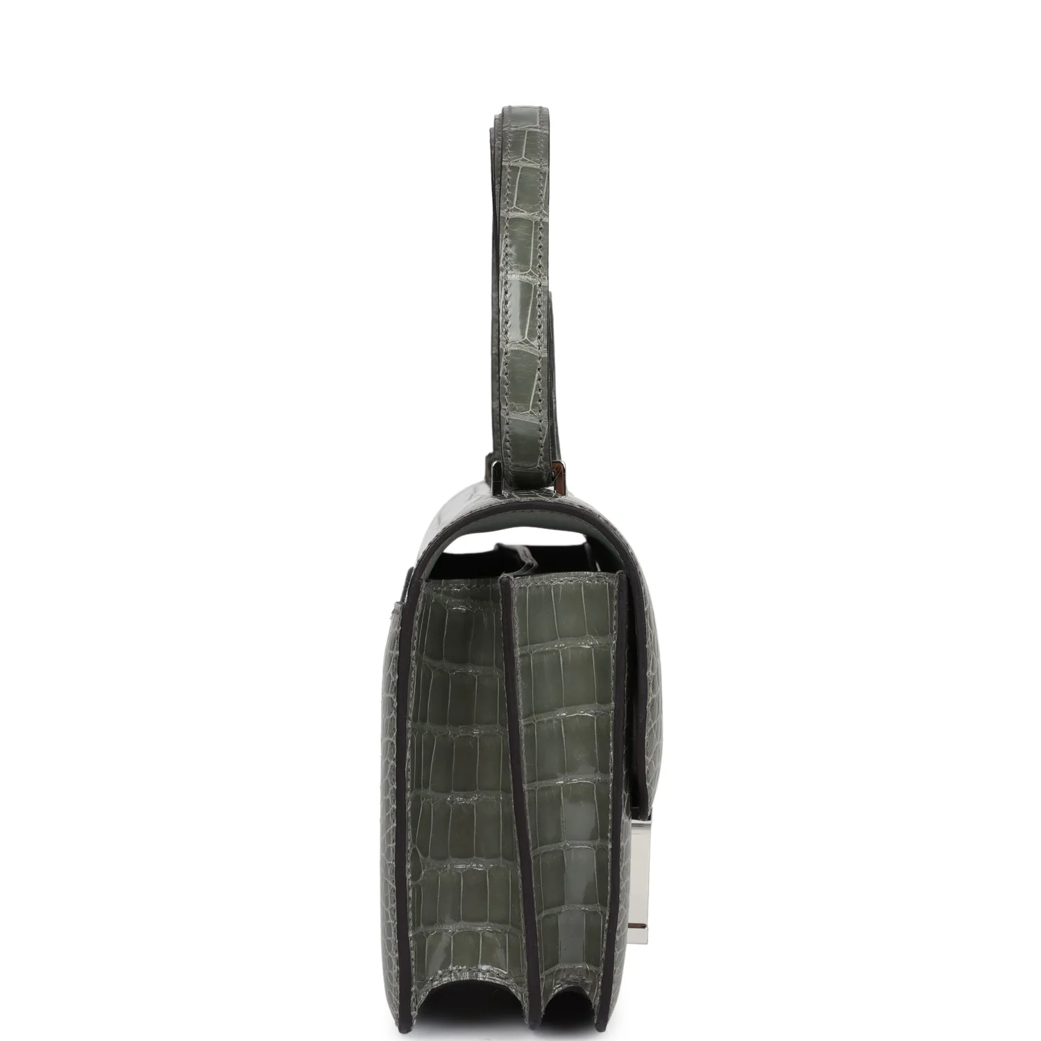 Replicate Hermes Constance 18 Gris Ciment Shiny Alligator Palladium Hardware(1:1 replica)