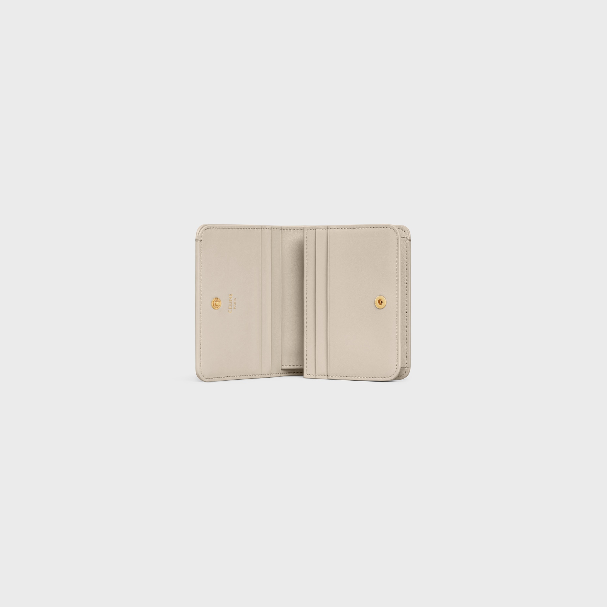 Replicate TRIOMPHE COMPACT WALLET IN SHINY CALFSKIN LIGHT STONE(1:1 replica)