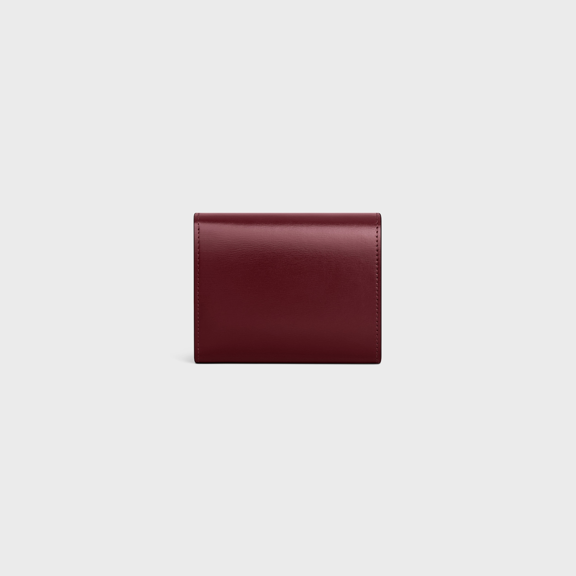 Replicate SMALL FLAP WALLER TRIOMPHE IN SHINY CALFSKIN LIGHT BURGUNDY(1:1 replica)
