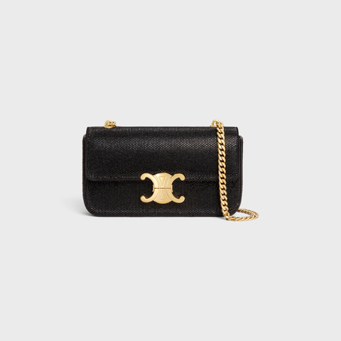 Replicate CHAIN SHOULDER BAG CLAUDE IN SUEDE CALFSKIN WITH STRASS BLACK(1:1 replica)