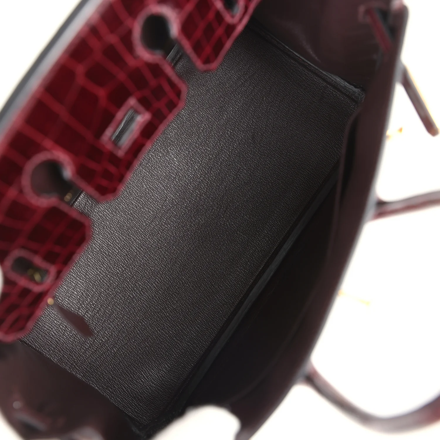 Replicate Hermes Birkin 25 Bordeaux Shiny Niloticus Crocodile Gold Hardware(1:1 replica)