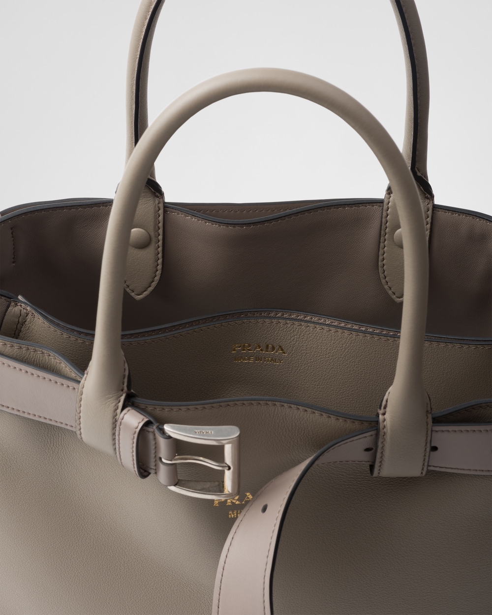 Replicate Prada Buckle Large Leather Handbag With Belt(1:1 replica)