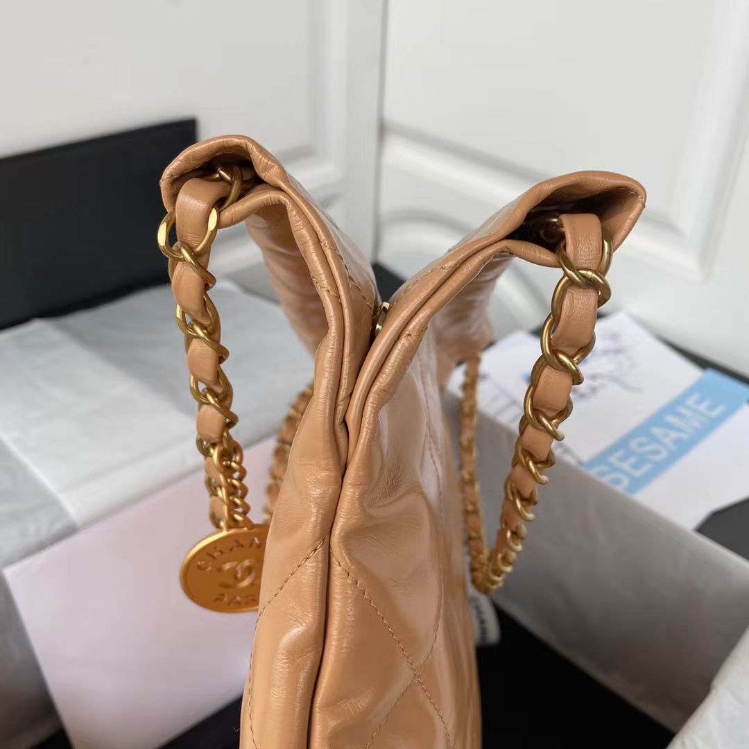 Replicate Chanel 22 AS3260 Small Bag Brown Calfskin Gold Hardware(1:1 replica)