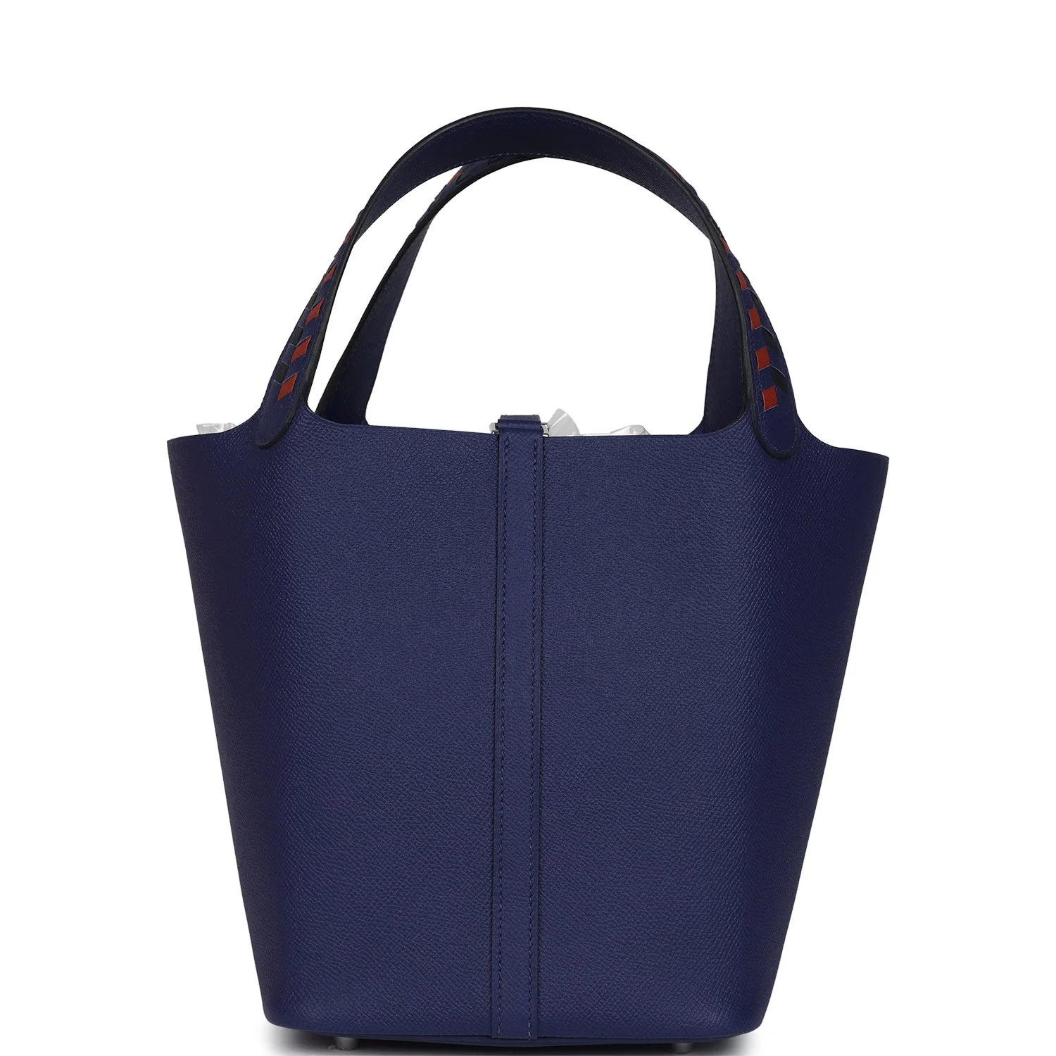 Replicate Hermes Picotin Lock 22 Tressage De Cuir Bleu Encre, Brique and Black Epsom Palladium Hardware(1:1 replica)