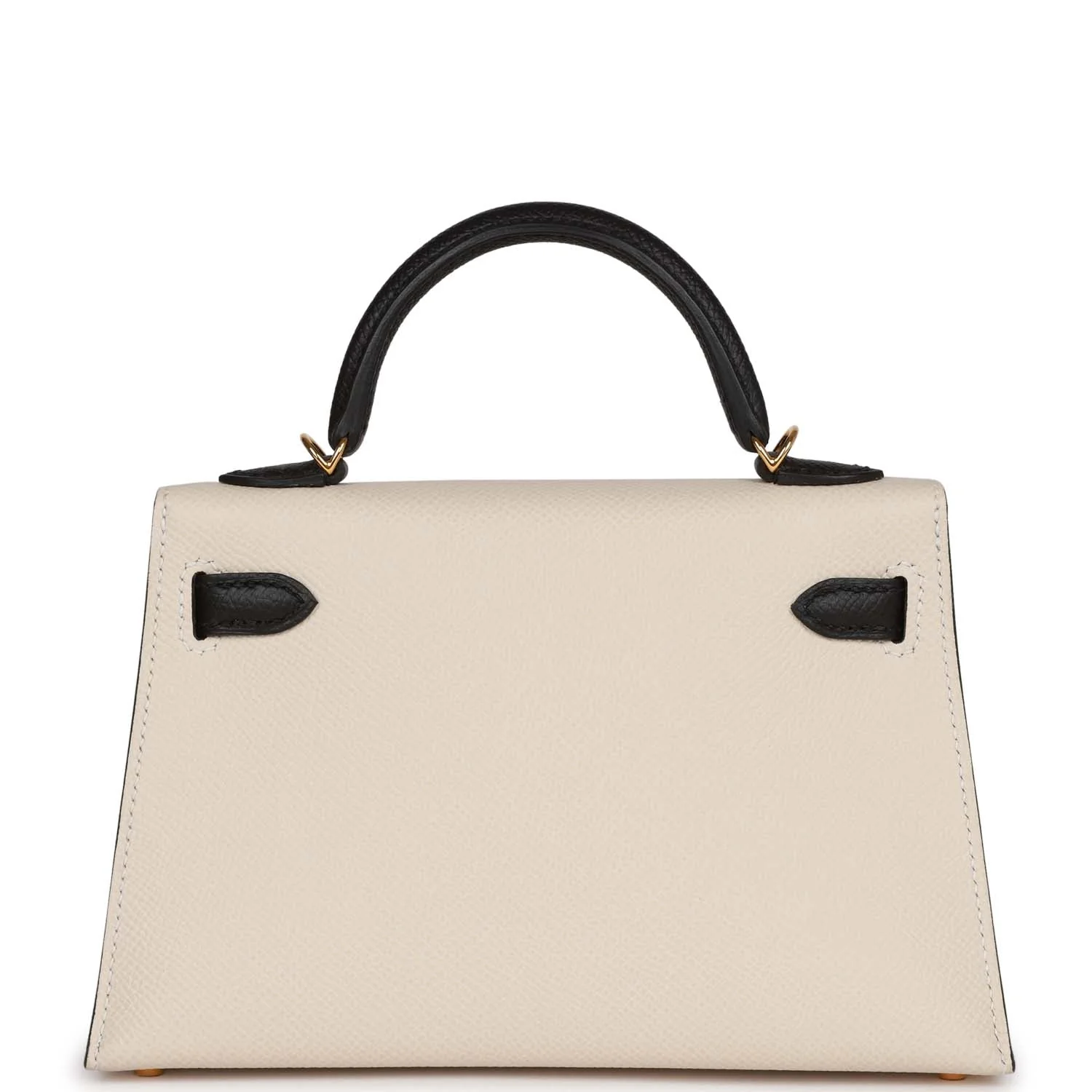 Replicate Hermes Special Order (HSS) Kelly Sellier 20 Craie and Black Epsom Gold Hardware(1:1 replica)