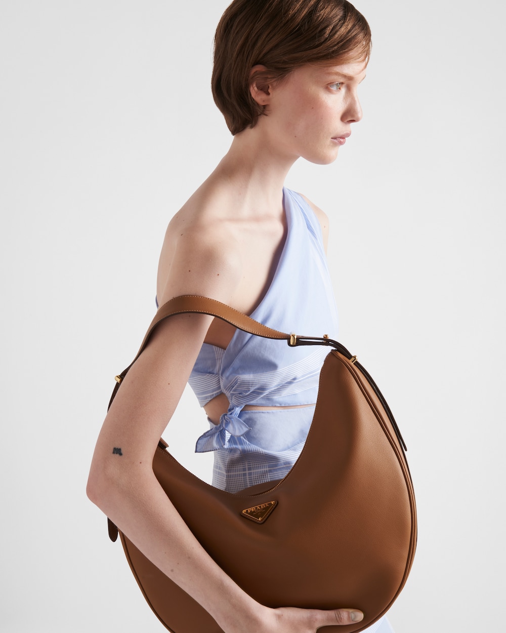 Replicate Prada Arqué Large Leather Shoulder Bag(1:1 replica)