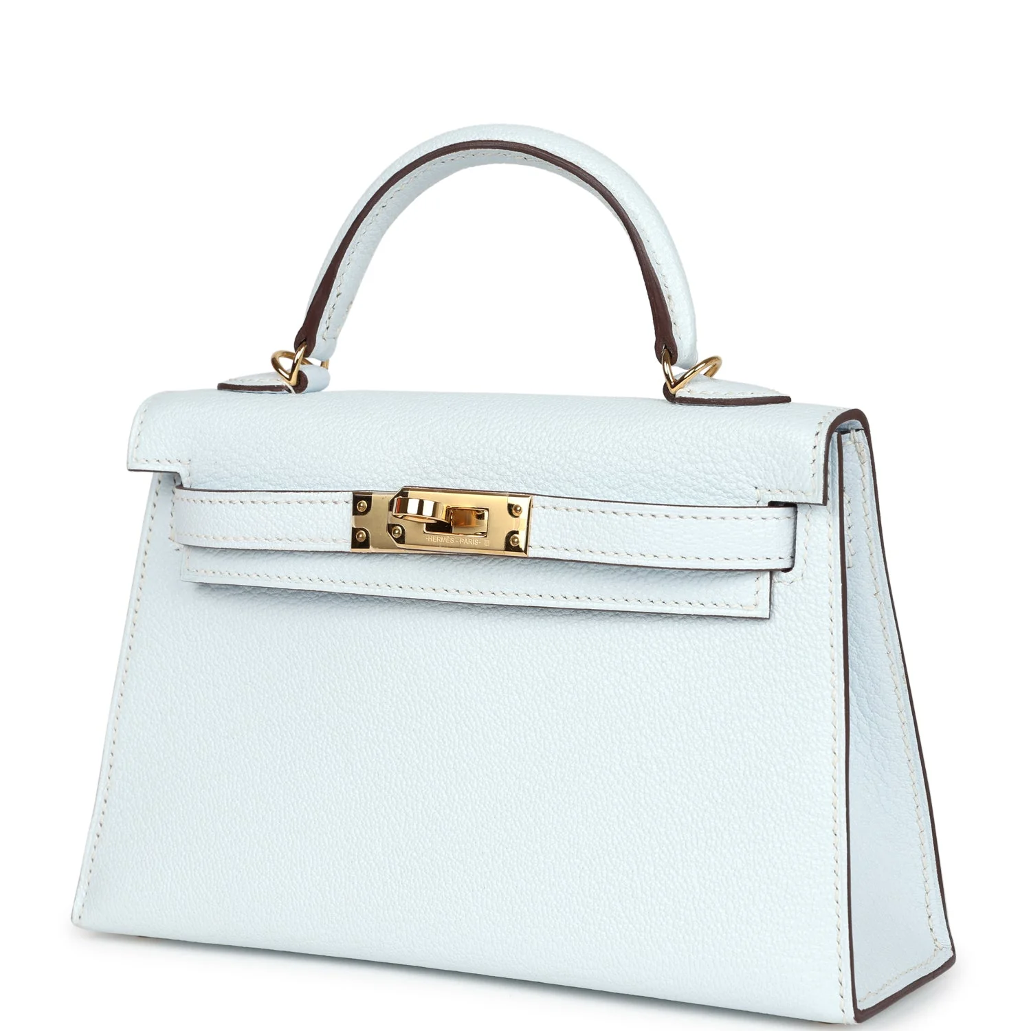 Replicate Hermes Kelly Sellier 20 Bleu Brume Chevre Gold Hardware(1:1 replica)