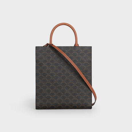 Replicate SMALL CABAS VERTICAL IN TRIOMPHE CANVAS AND CALFSKIN TAN(1:1 replica)