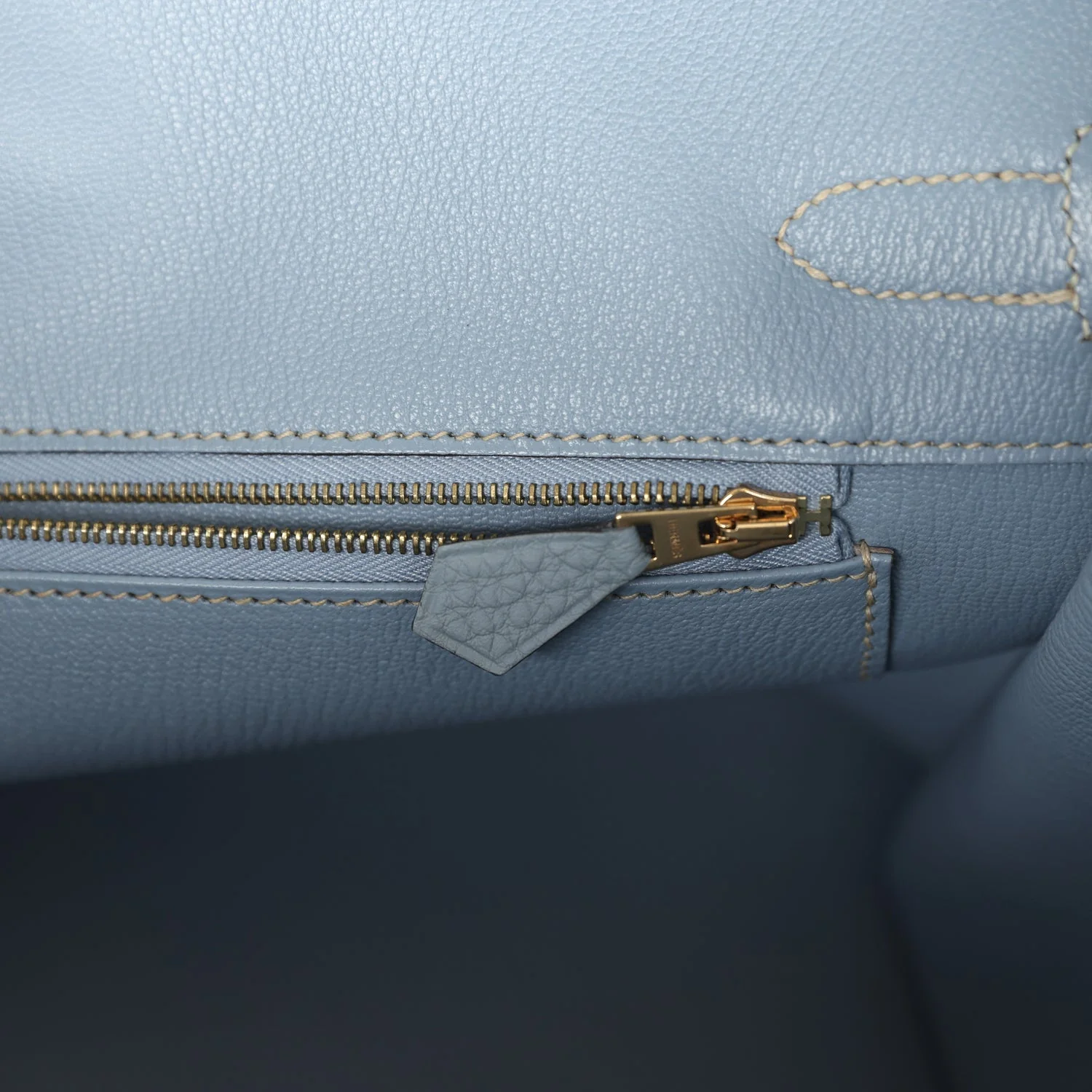 Replicate Hermes Birkin 35 Bleu Lin Togo Gold Hardware(1:1 replica)