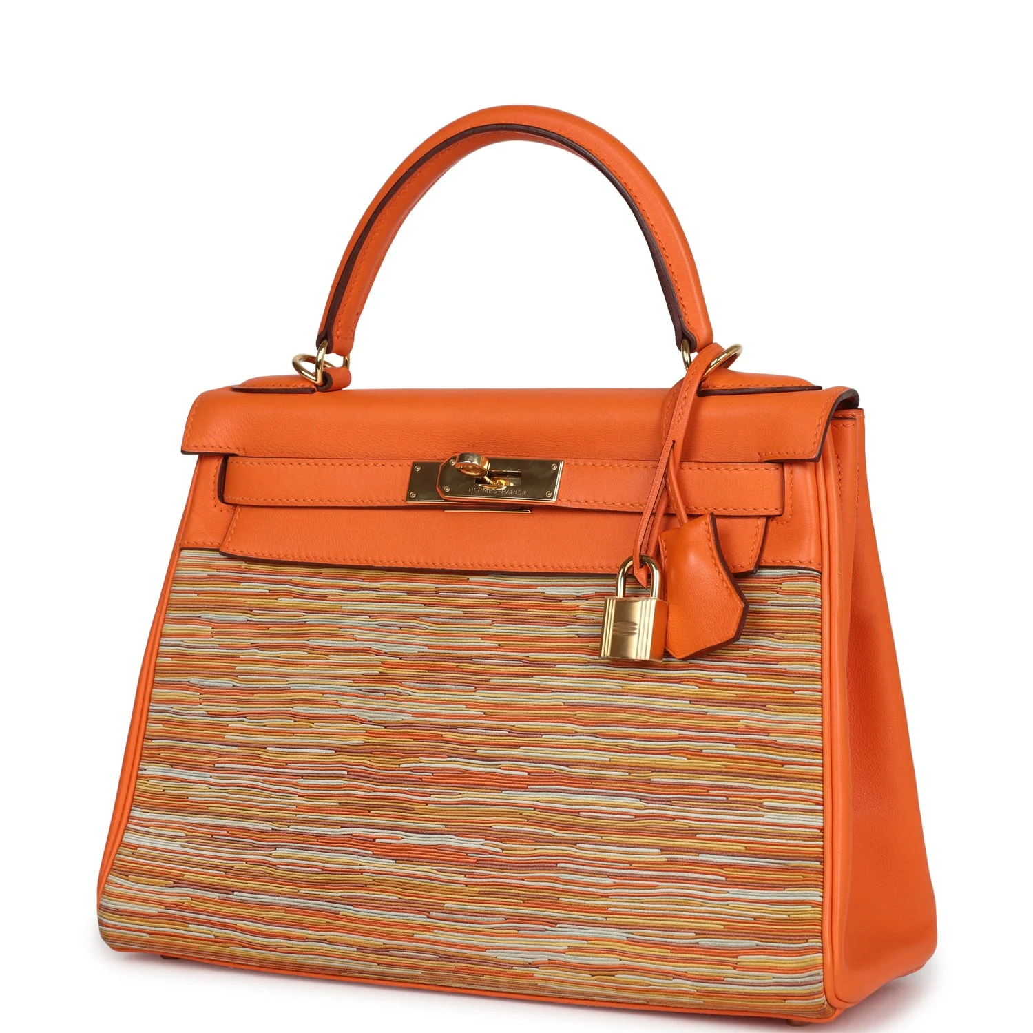 Replicate Hermes Kelly Retourne 28 Vibrato Orange Evercalf Gold Hardware(1:1 replica)