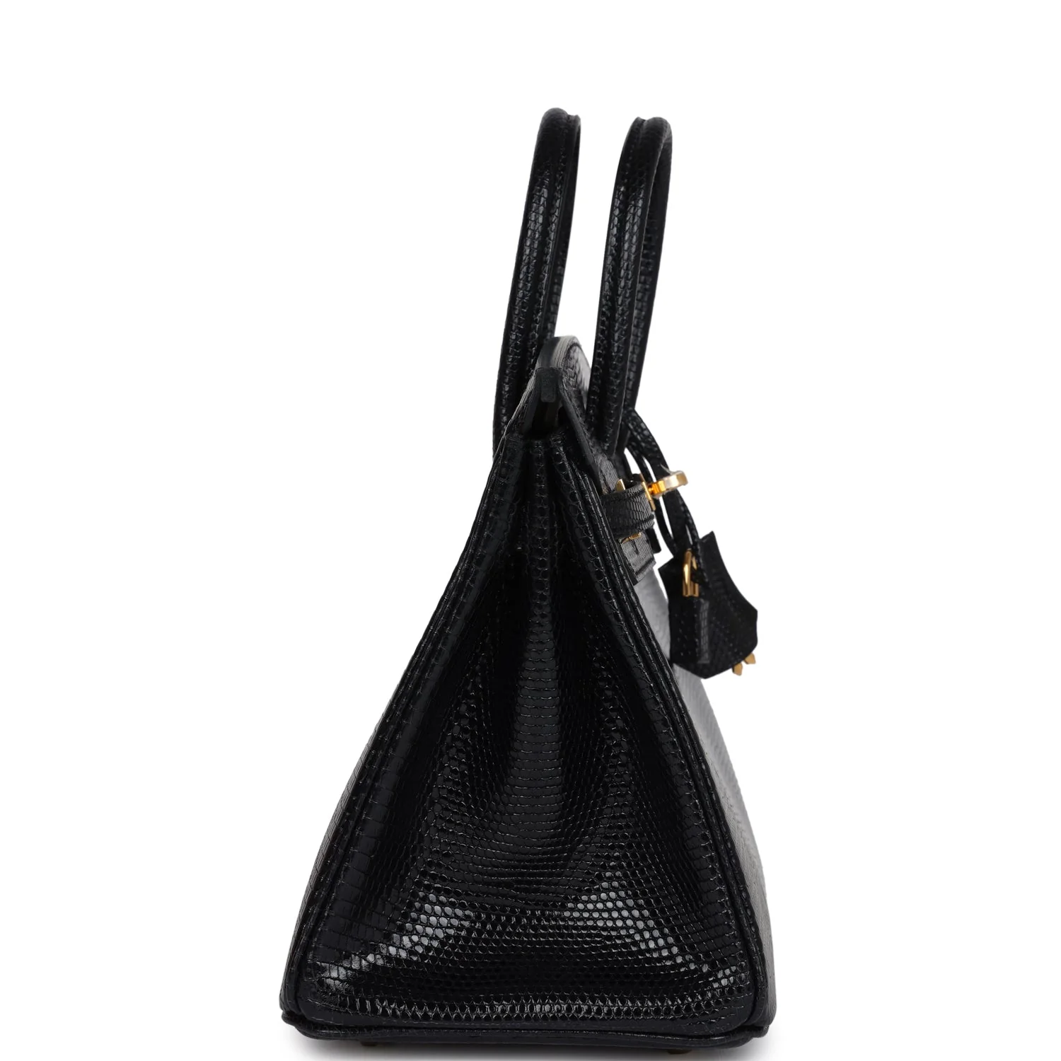 Replicate Hermes Birkin 25 Black Shiny Varanus Niloticus Lizard Gold Hardware(1:1 replica)