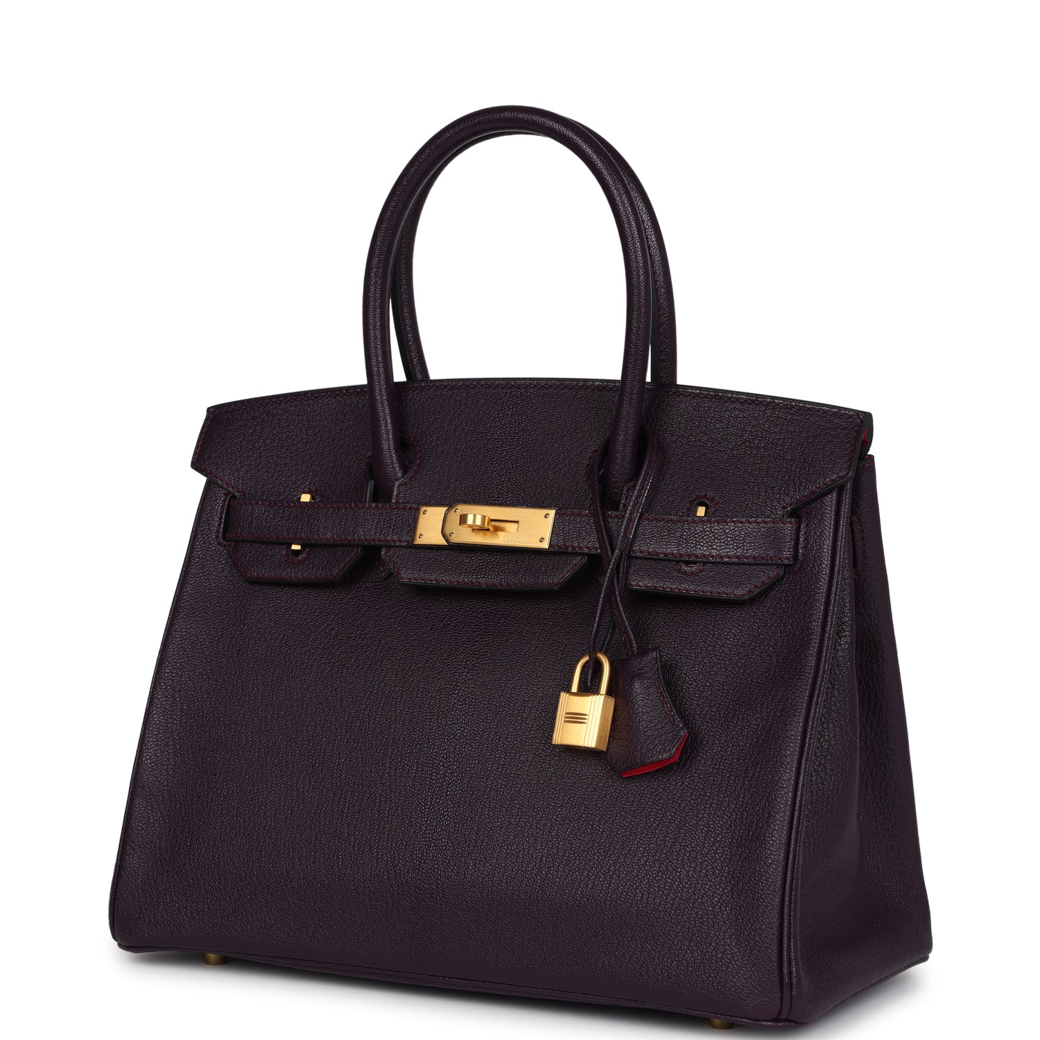 Replicate Hermes Special Order (HSS) Birkin 30 Raisin Verso Chevre Brushed Gold Hardware(1:1 replica)
