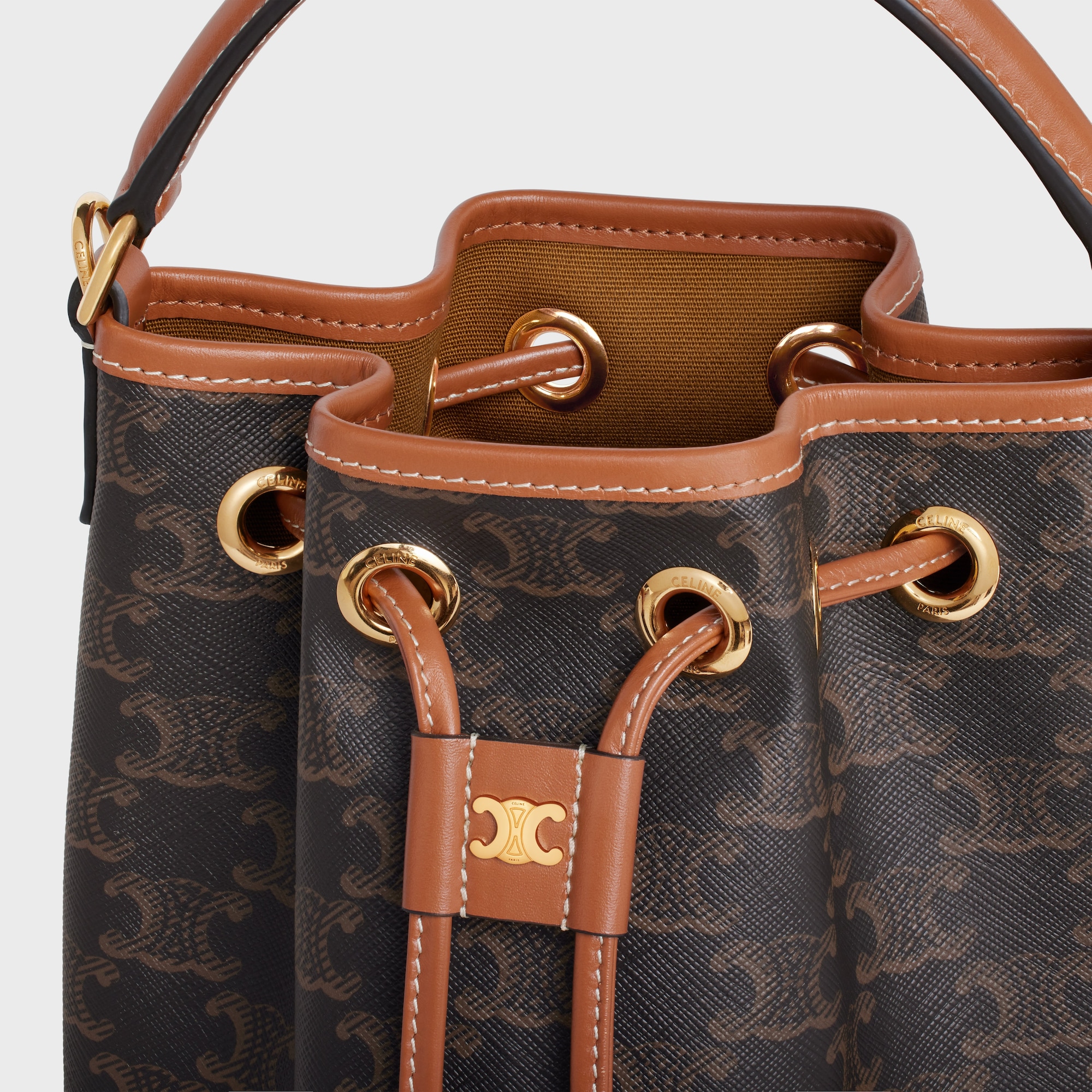 Replicate TEEN CLARA BAG IN TRIOMPHE CANVAS AND CALFSKIN TAN(1:1 replica)