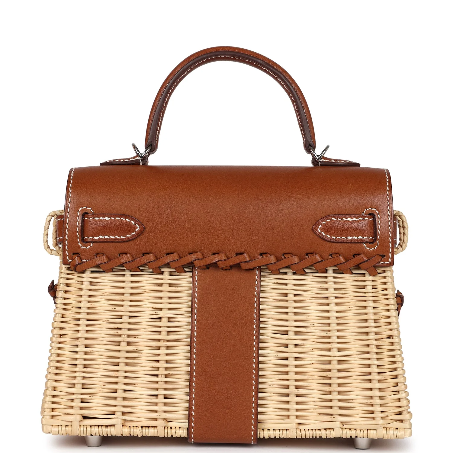 Replicate Hermes Mini Picnic Kelly 20 Fauve Barenia Palladium Hardware(1:1 replica)