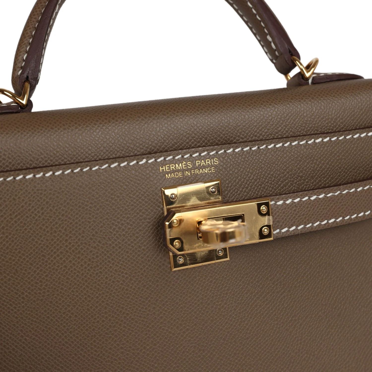 Replicate Hermes Kelly Sellier 20 Etoupe Madame Gold Hardware(1:1 replica)