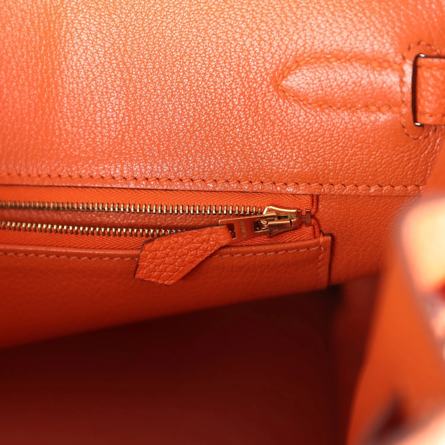 Replicate Hermes Birkin 35 Orange Togo Gold Hardware(1:1 replica)