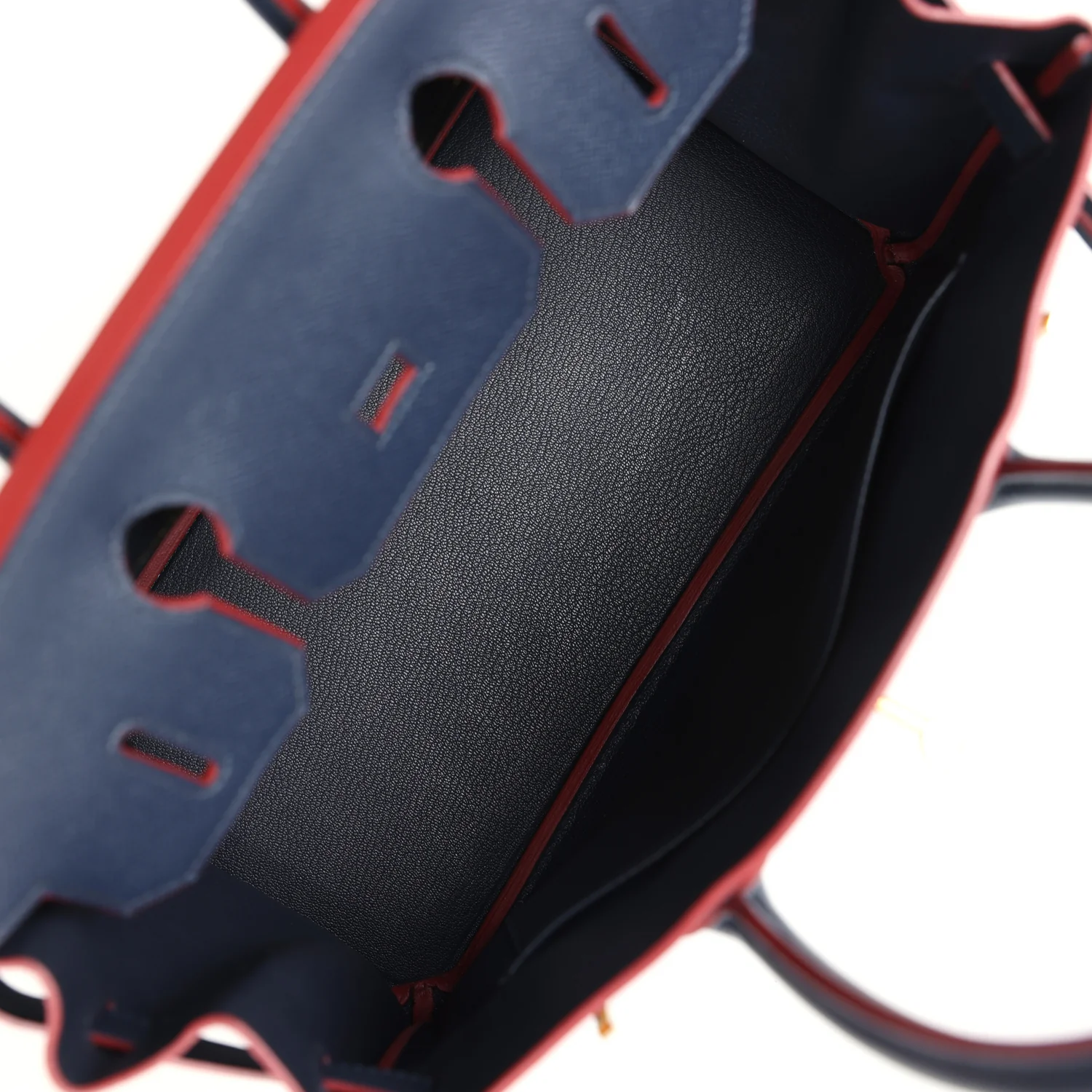 Replicate Hermes Birkin 30 Bleu Indigo and Rouge H Contour Epsom Gold Hardware(1:1 replica)