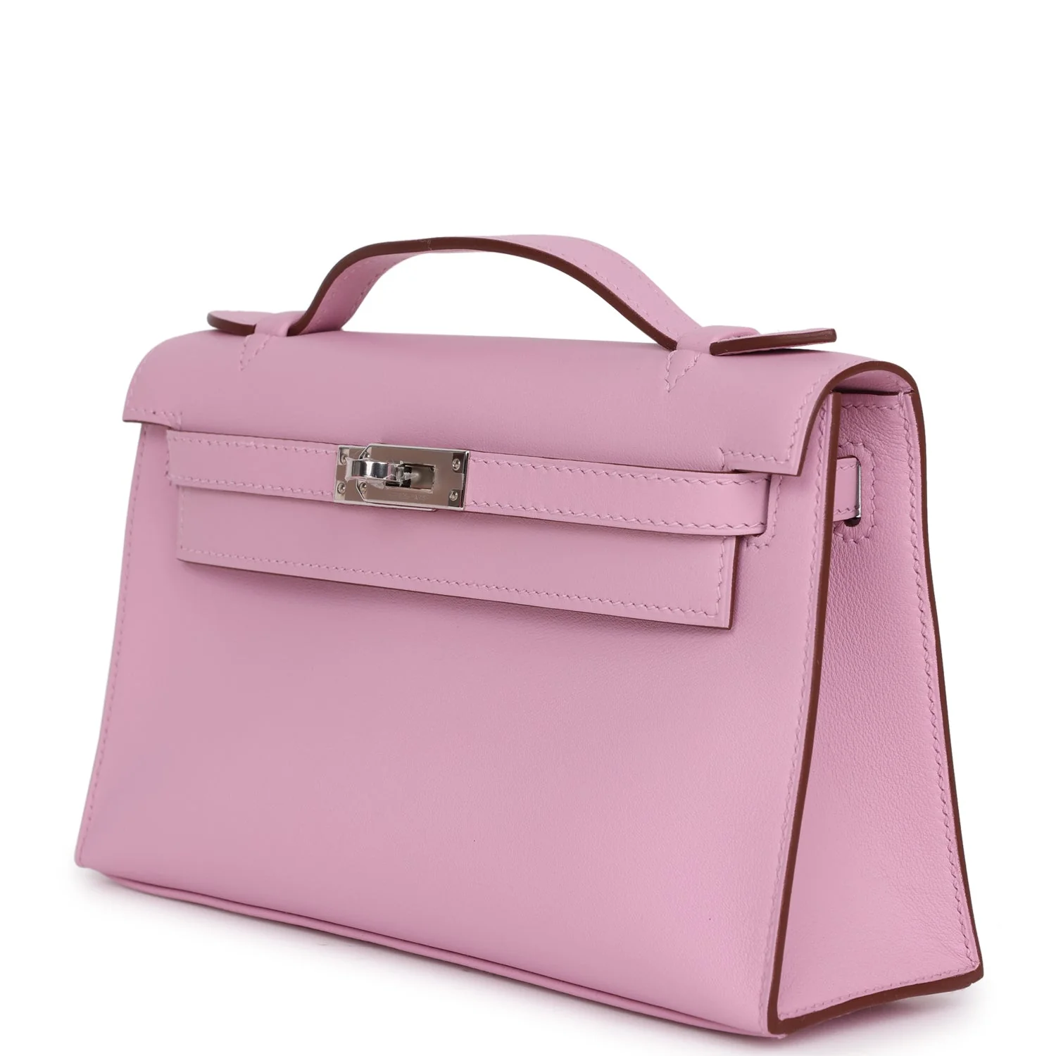 Replicate Hermes Kelly Pochette Mauve Sylvestre Swift Palladium Hardware(1:1 replica)