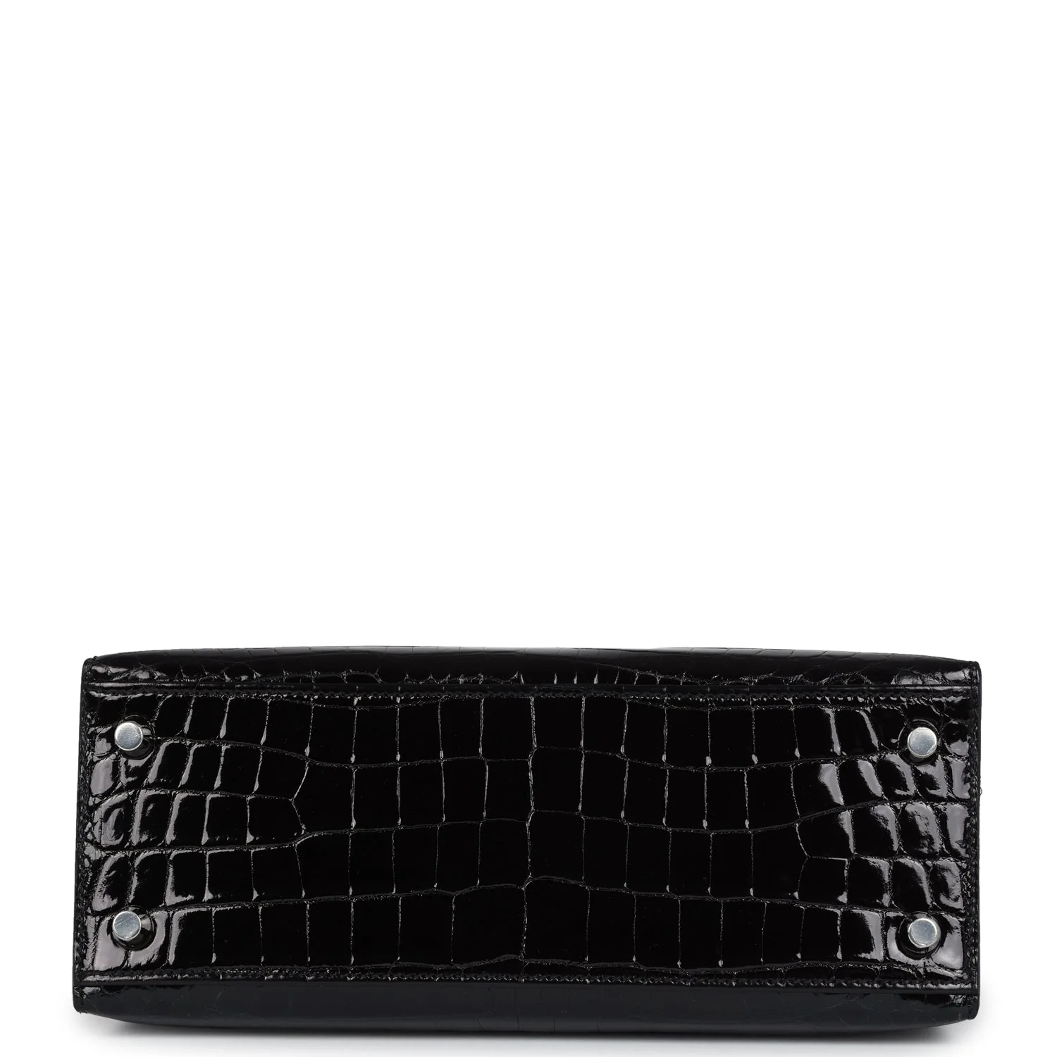 Replicate Hermes Kelly Sellier 25 Black Shiny Niloticus Crocodile Palladium Hardware(1:1 replica)
