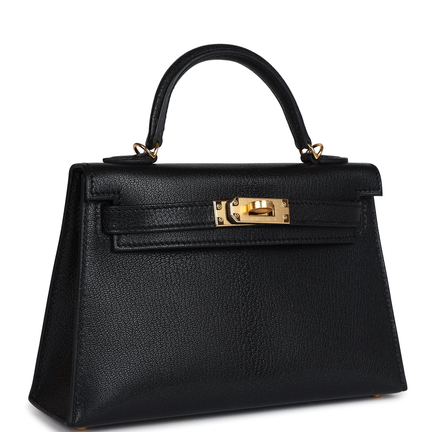 Replicate Hermes Kelly Sellier 20 Black Chevre Mysore Gold Hardware(1:1 replica)