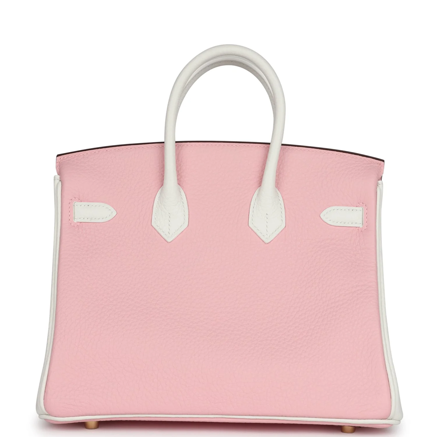 Replicate Hermes Special Order (HSS) Birkin 25 Rose Sakura and White Clemence Brushed Gold Hardware(1:1 replica)