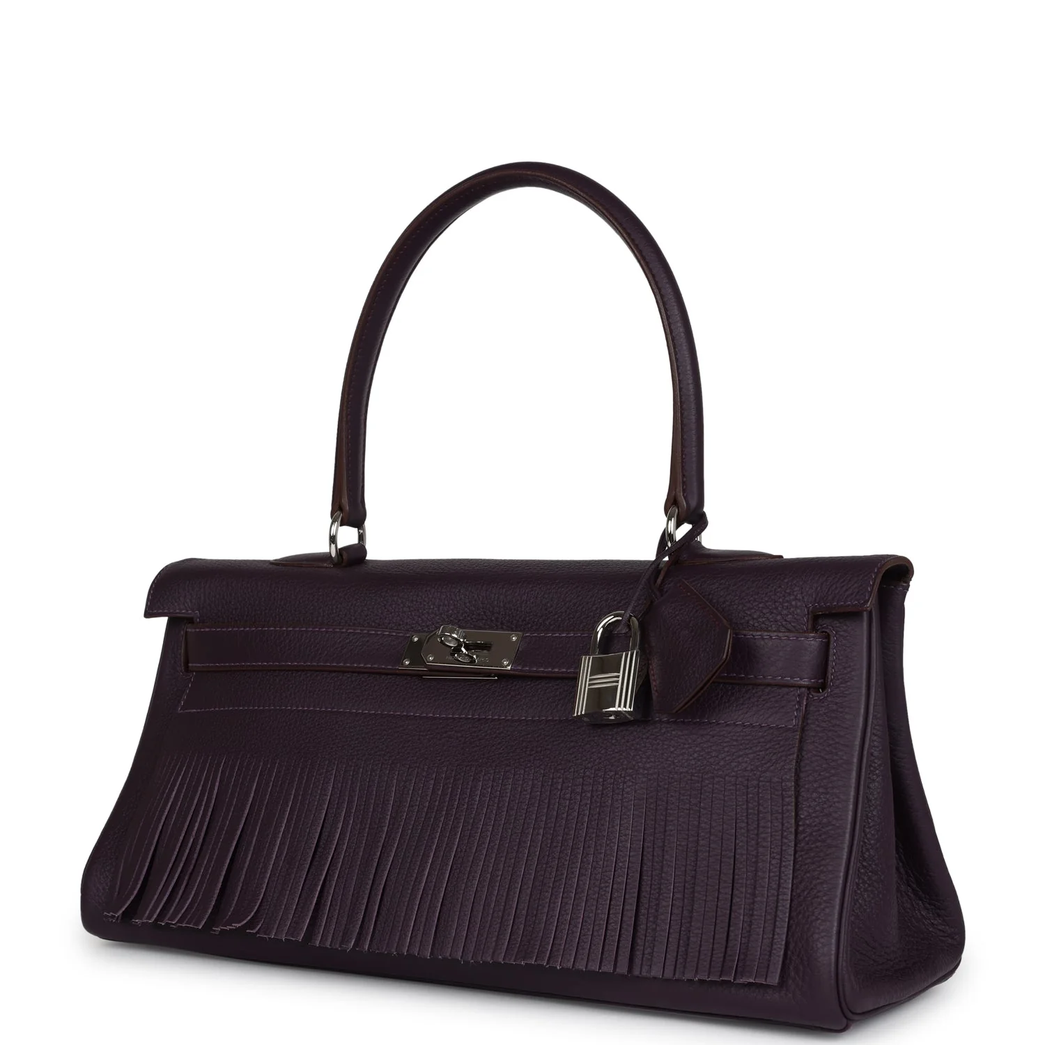 Replicate Hermes Fringe Shoulder Kelly 42 JPG Raisin Clemence Palladium Hardware(1:1 replica)