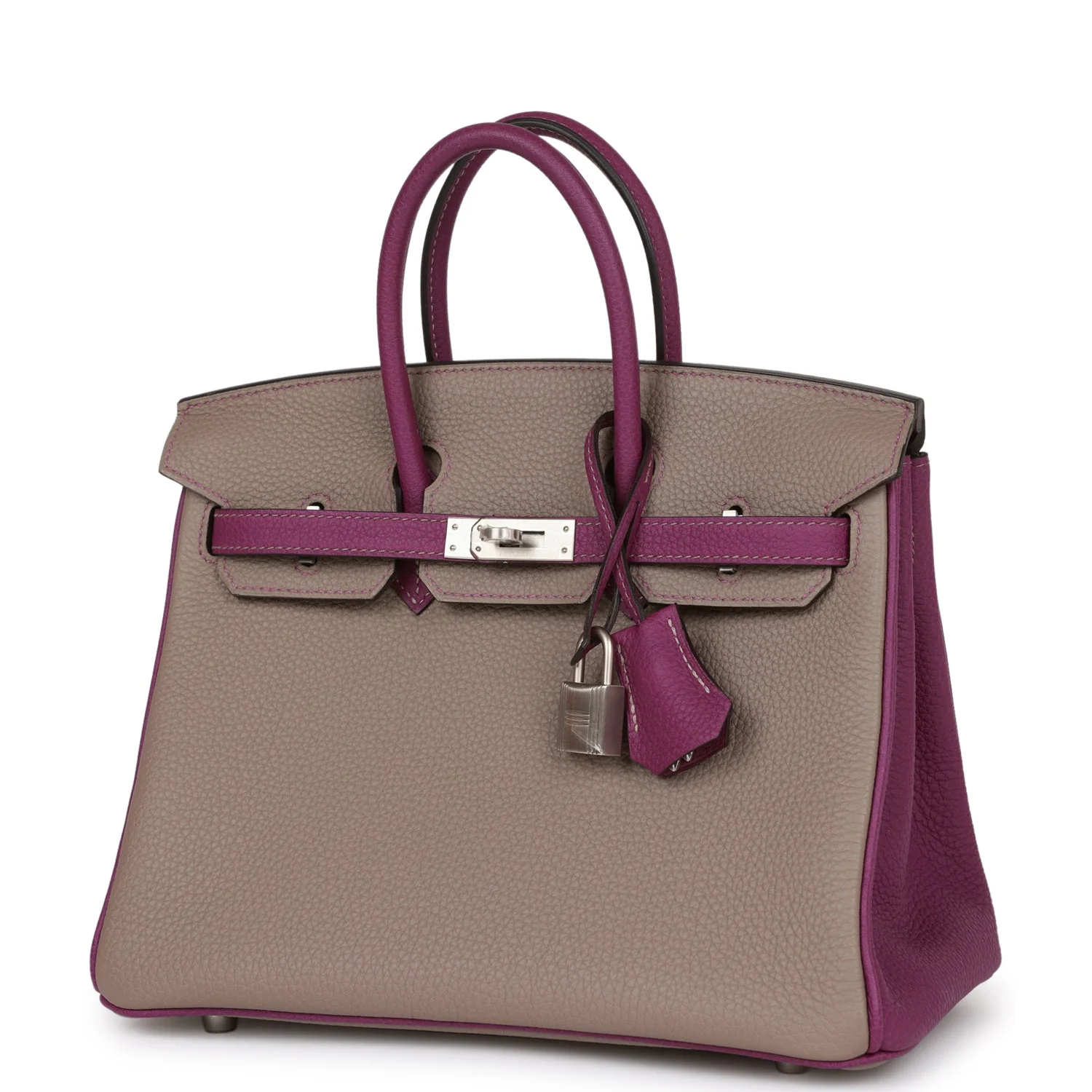 Replicate Hermes Special Order (HSS) Birkin 25 Gris Asphalte and Anenome Togo Brushed Palladium Hardware(1:1 replica)