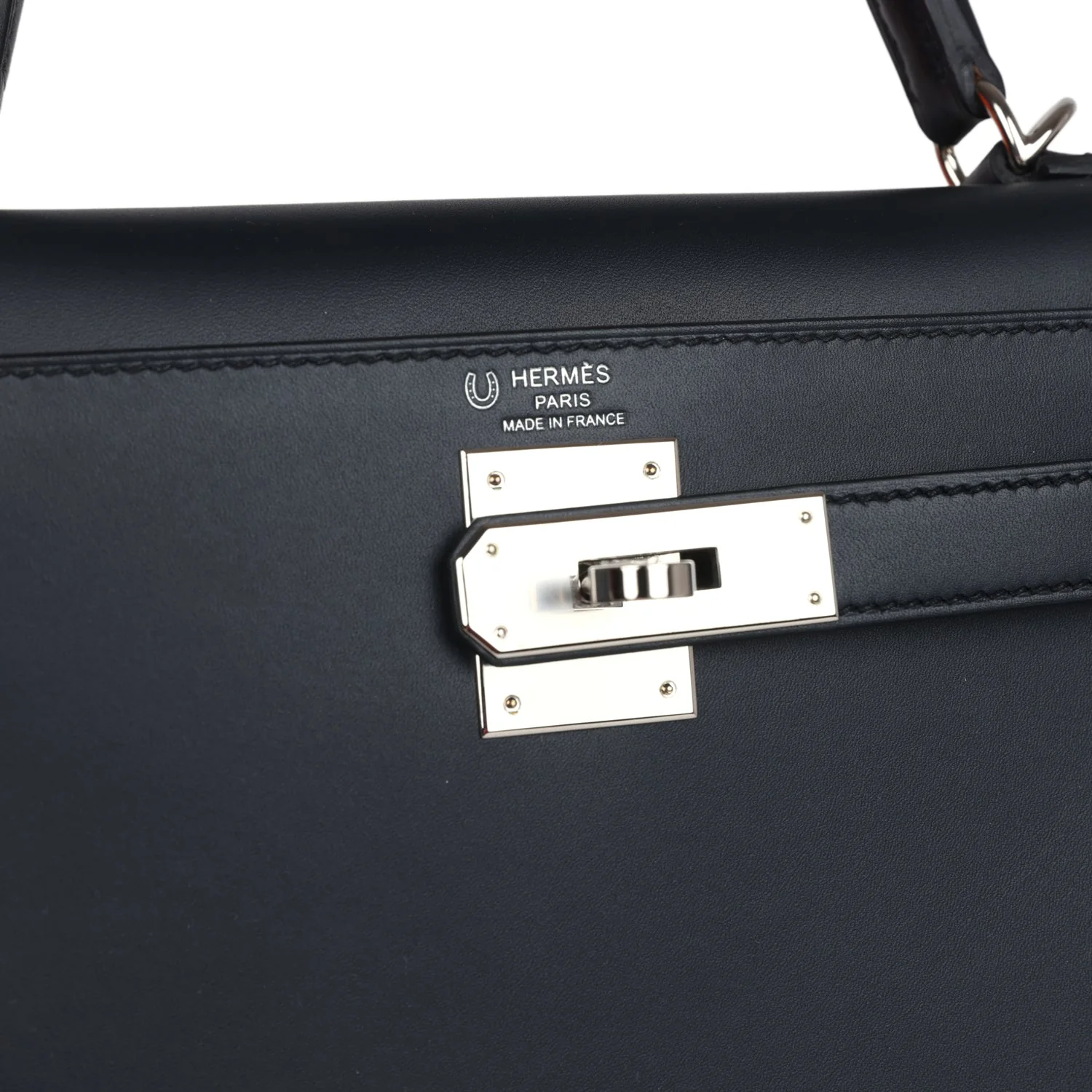 Replicate Hermes Special Order (HSS) Kelly Sellier 28 Bleu Obscur Verso Sombrero Palladium Hardware(1:1 replica)