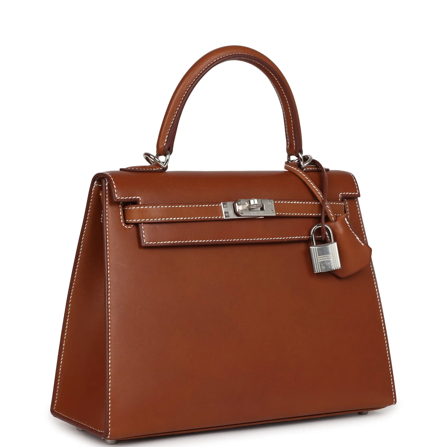 Replicate Hermes Kelly Sellier 25 Fauve Barenia Palladium Hardware(1:1 replica)