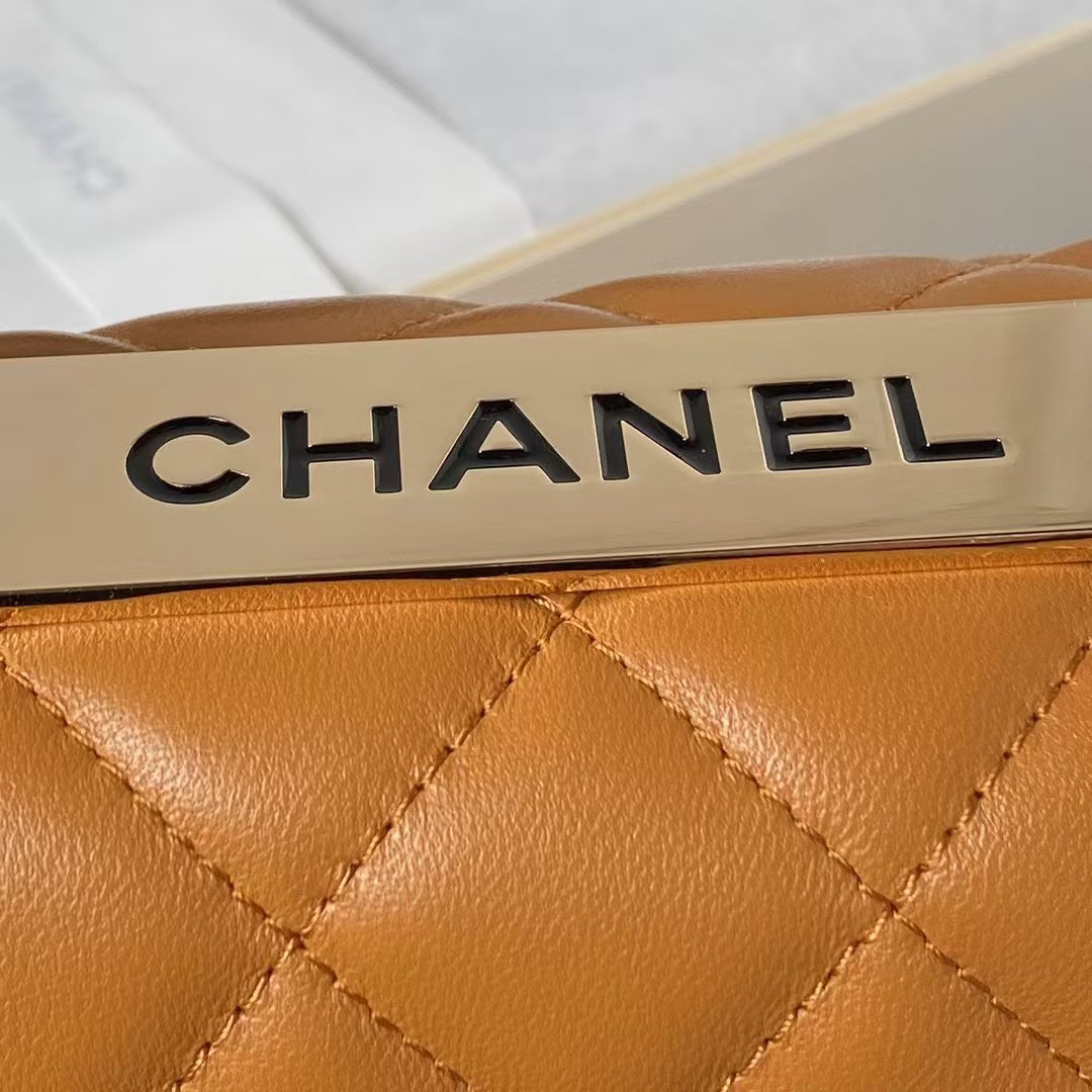 Replicate Chanel AS4654 Mini Trendy CC Flap Bag Caramel Lambskin Light Gold Hardware(1:1 replica)