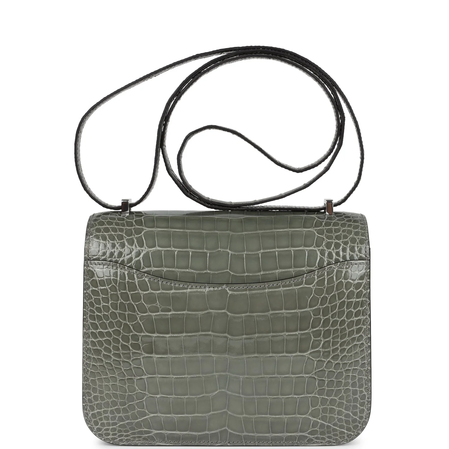 Replicate Hermes Constance 18 Gris Ciment Shiny Alligator Palladium Hardware(1:1 replica)