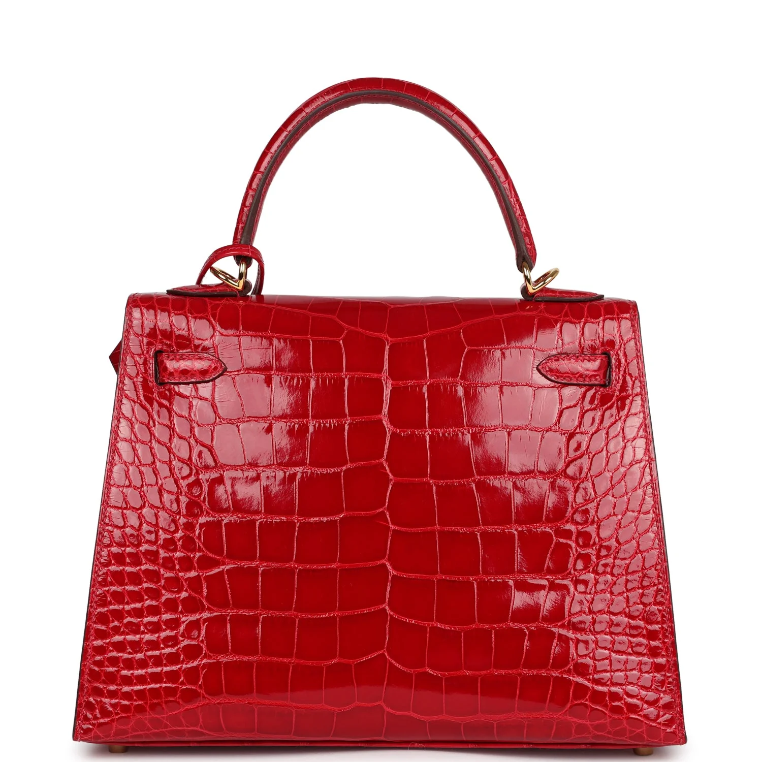 Replicate Hermes Kelly 25 Sellier Braise Shiny Alligator Mississippiensis Gold Hardware(1:1 replica)