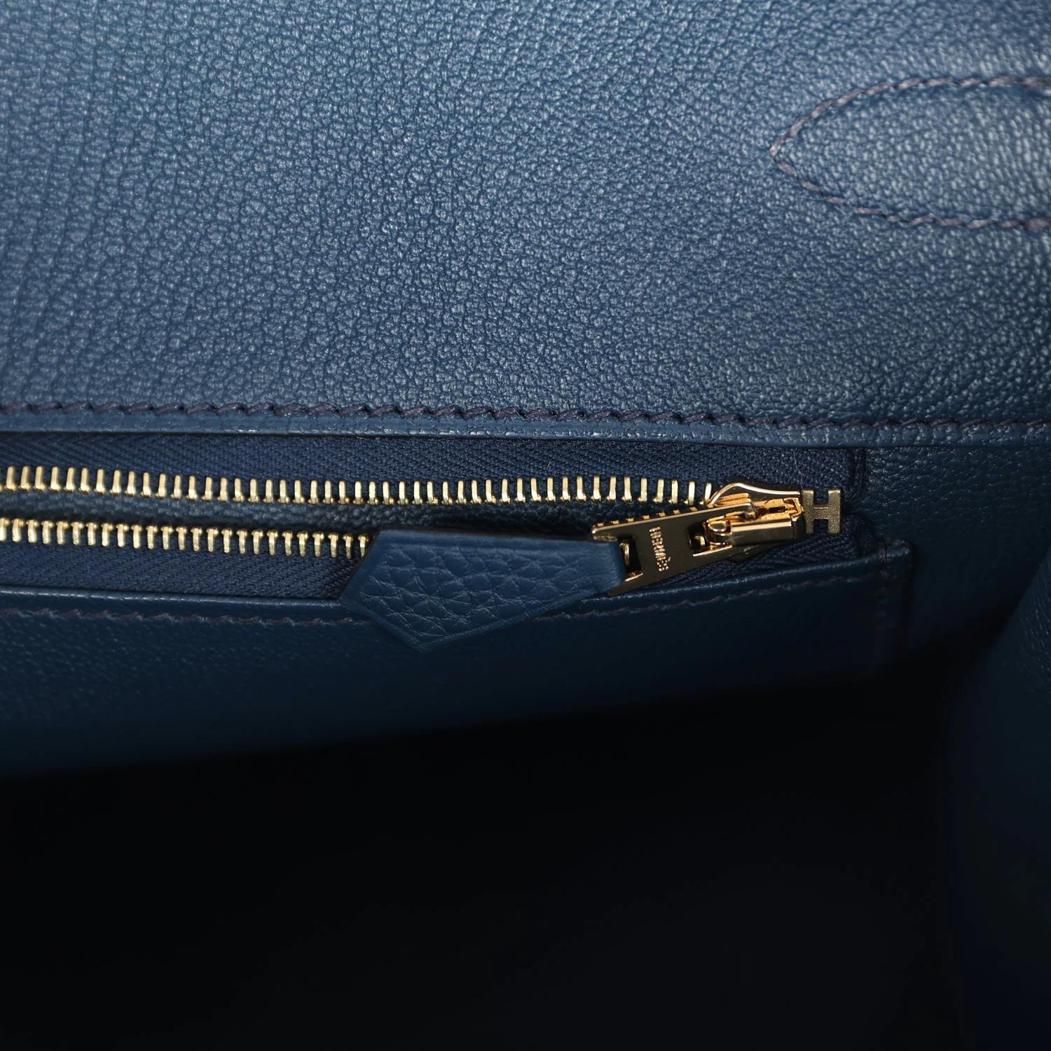 Replicate Hermes Birkin 35 Bleu De Prusse Togo Gold Hardware(1:1 replica)