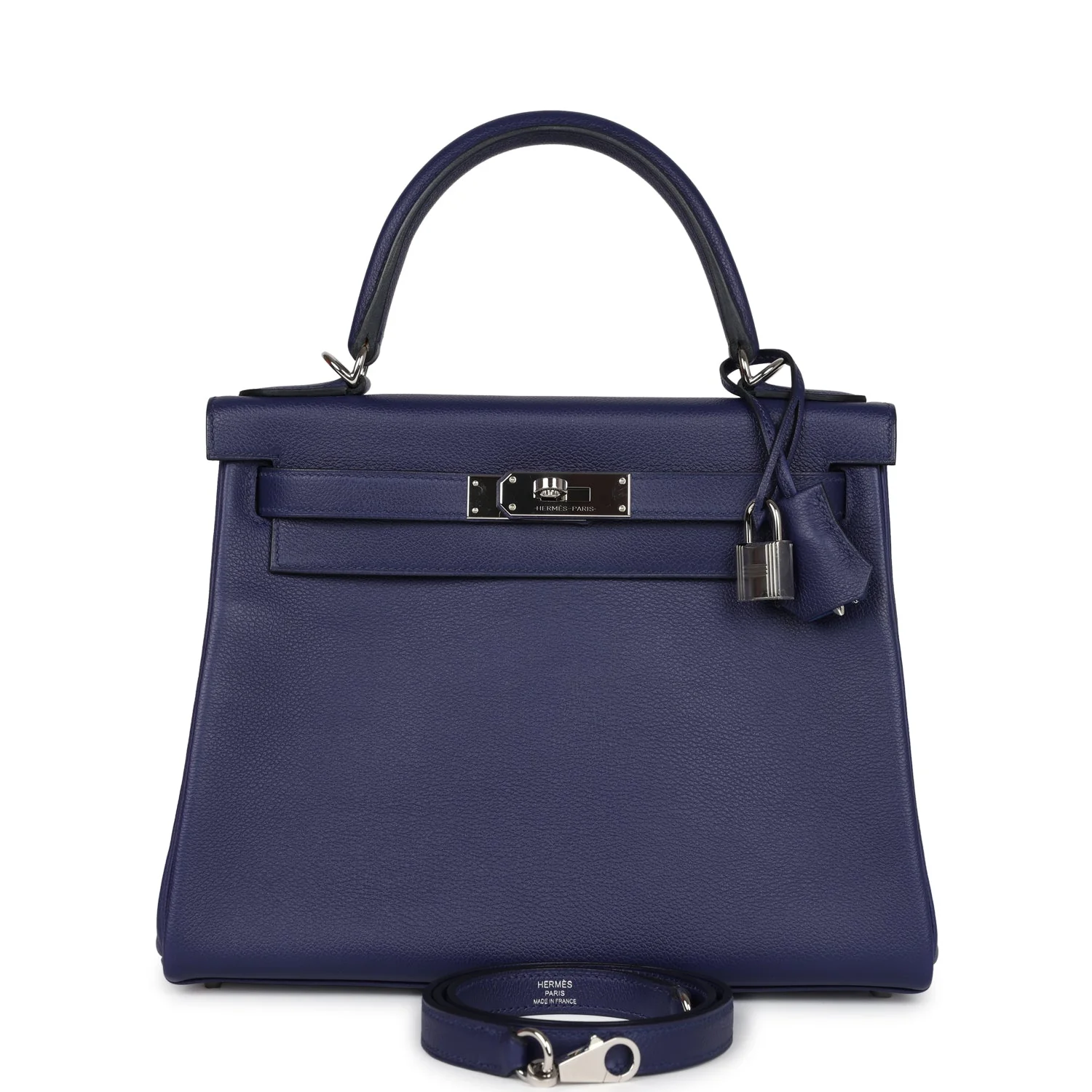 Replicate Hermes Kelly Retourne 28 Bleu Encre Verso Evercolor Palladium Hardware(1:1 replica)