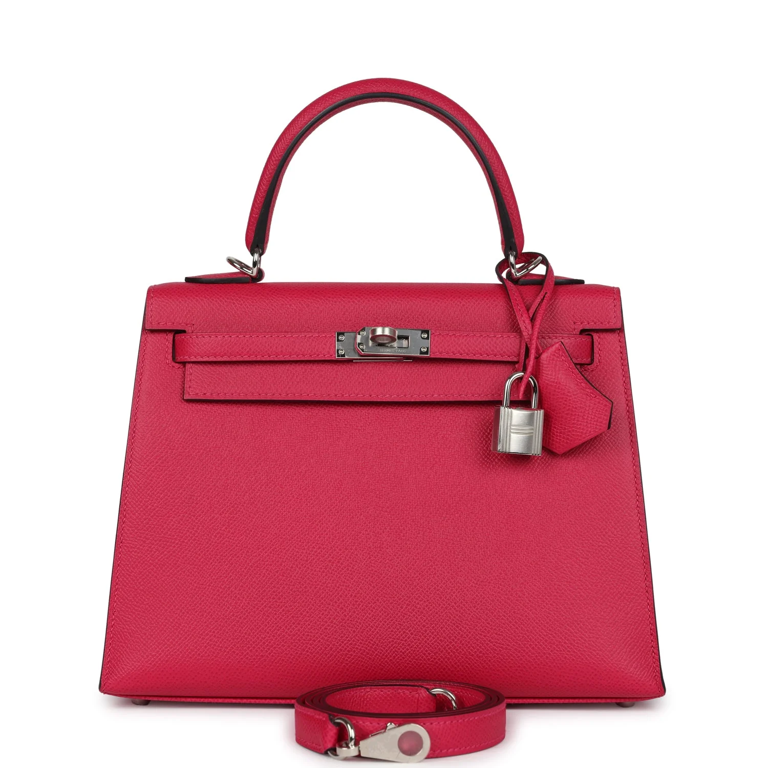 Replicate Hermes Kelly Sellier 25 Framboise Verso Epsom Palladium Hardware(1:1 replica)