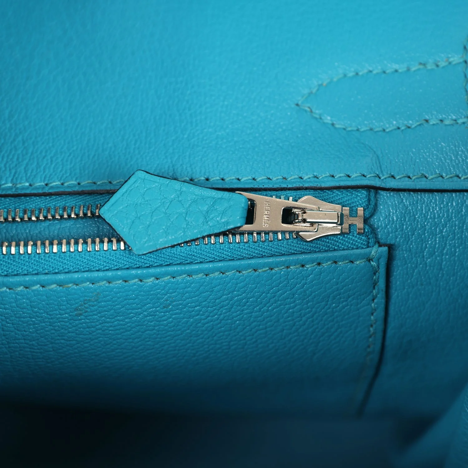 Replicate Hermes Birkin 30 Turquoise Clemence Palladium Hardware(1:1 replica)
