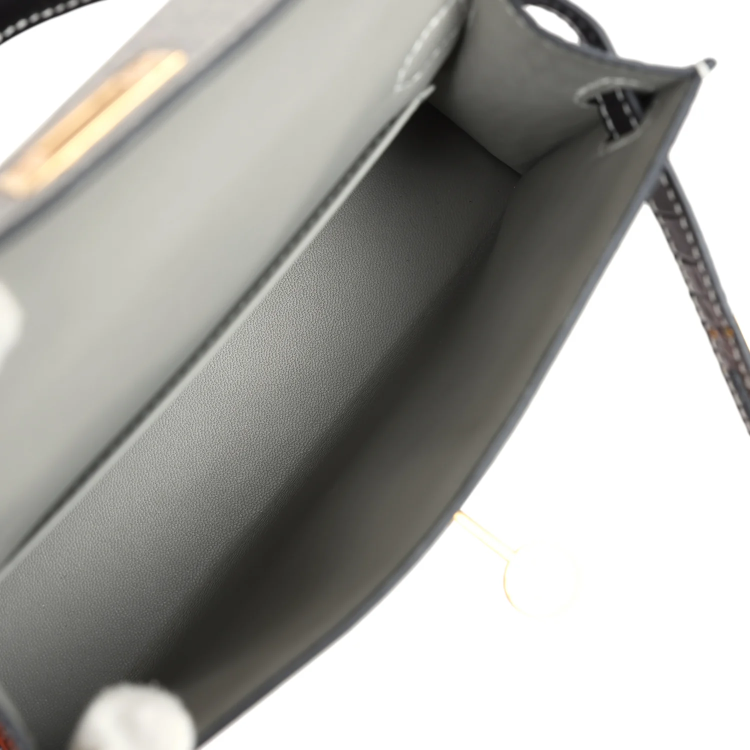 Replicate Hermes Special Order (HSS) Kelly Sellier 20 Gris Perle and Black Matte Alligator Gold Hardware(1:1 replica)