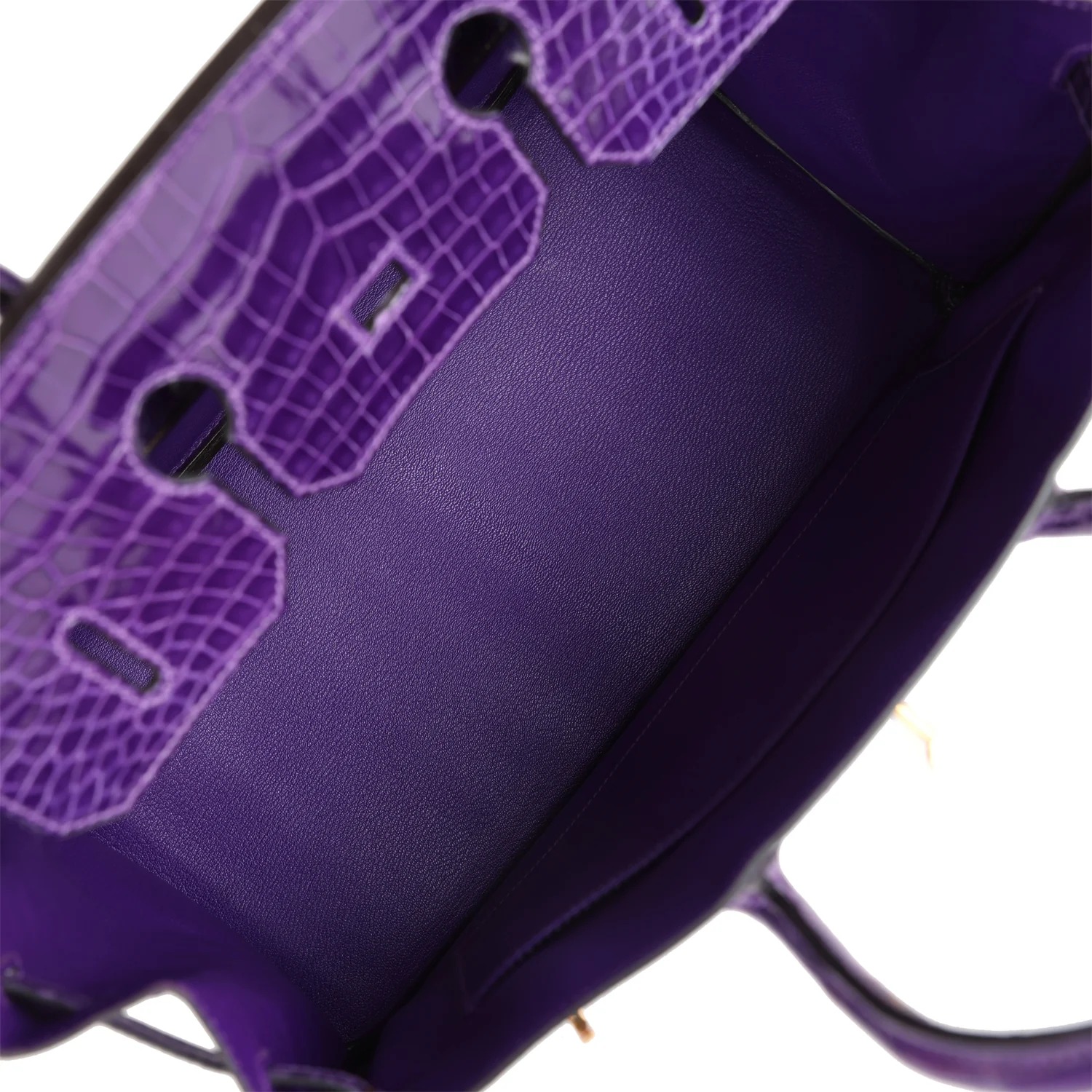 Replicate Hermes Birkin 35 Ultraviolet Shiny Porosus Crocodile Gold Hardware(1:1 replica)