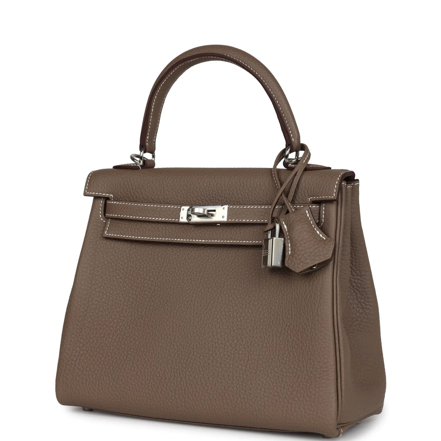 Replicate Hermes Kelly Retourne 25 Etoupe Togo Palladium Hardware(1:1 replica)