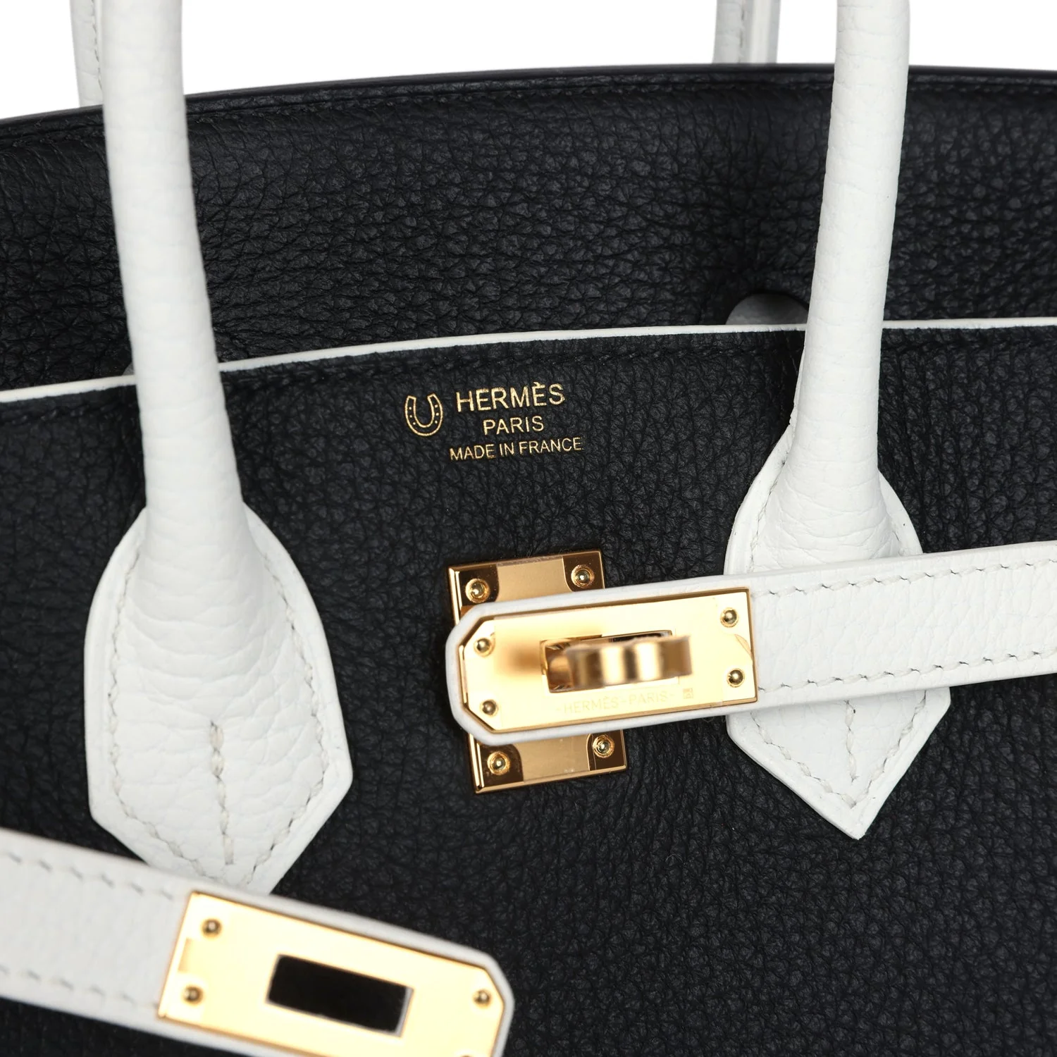 Replicate Hermes Special Order (HSS) Birkin 25 Black and White Clemence Gold Hardware(1:1 replica)