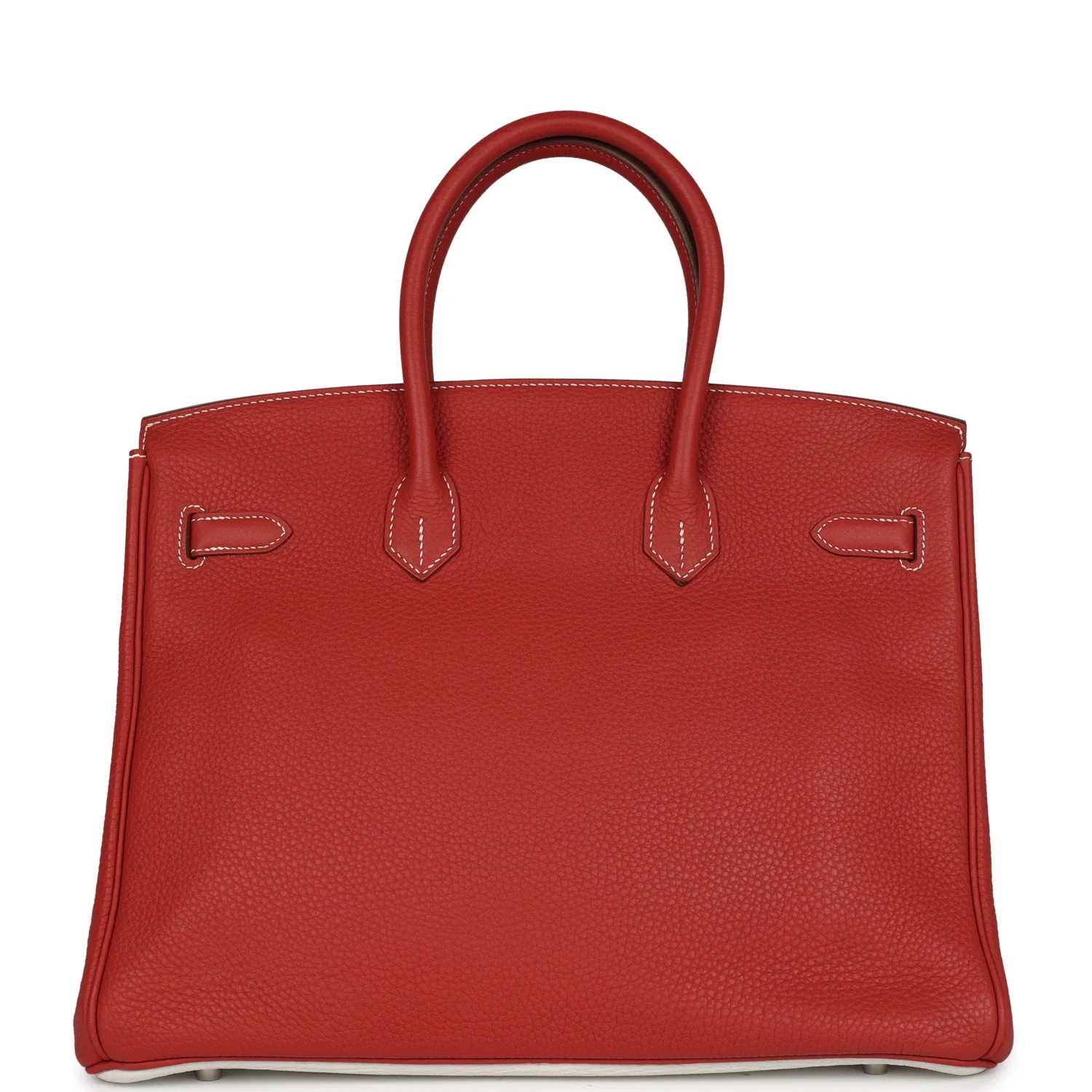 Replicate Hermes Birkin 35 Eclat Sanguine and White Clemence Palladium Hardware(1:1 replica)