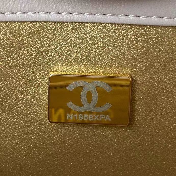 Replicate Chanel 23C AS1786 Mini Square Pearl Embossed Flap Bag Antique Gold Hardware Light Pink(1:1 replica)