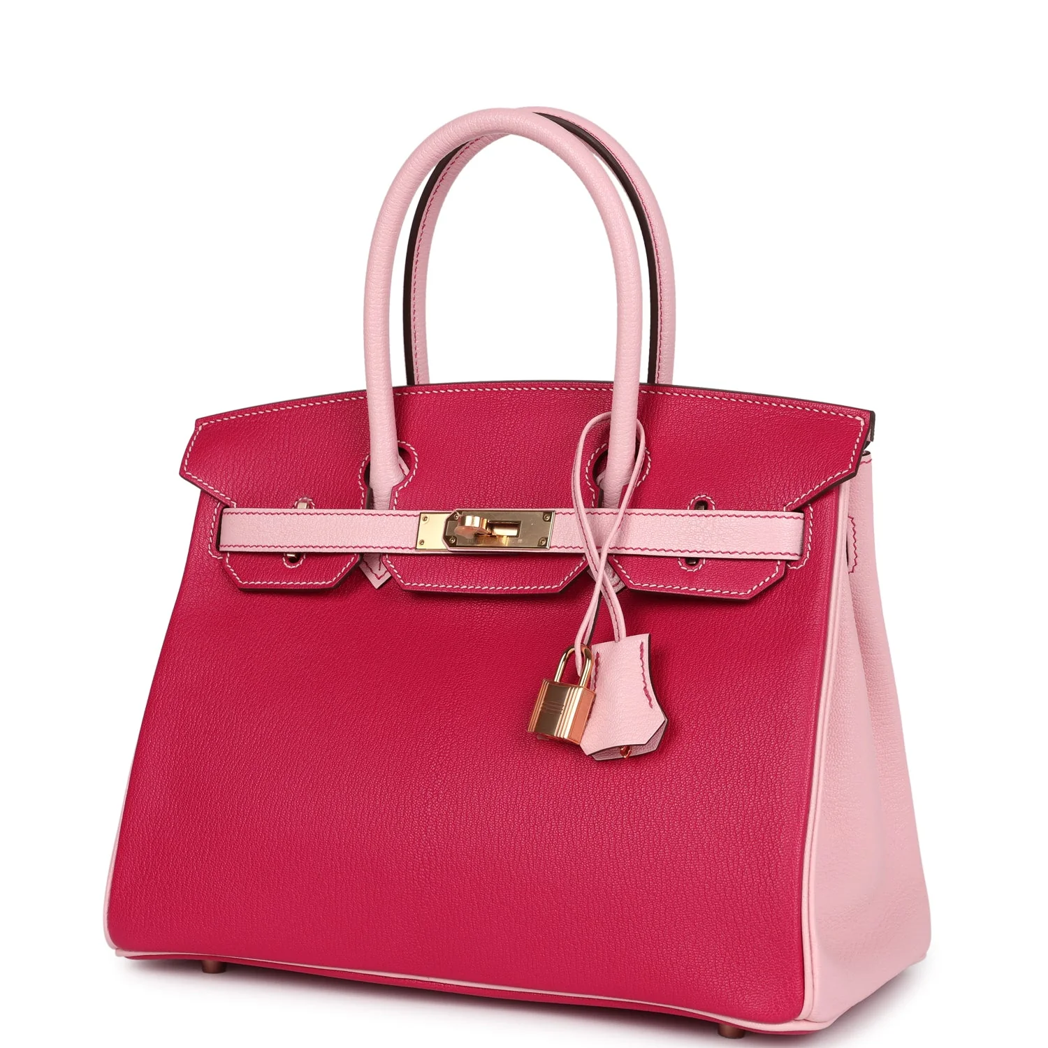 Replicate Hermes Special Order (HSS) Birkin 30 Rose Mexico and Rose Sakura Chevre Rose Gold Hardware(1:1 replica)