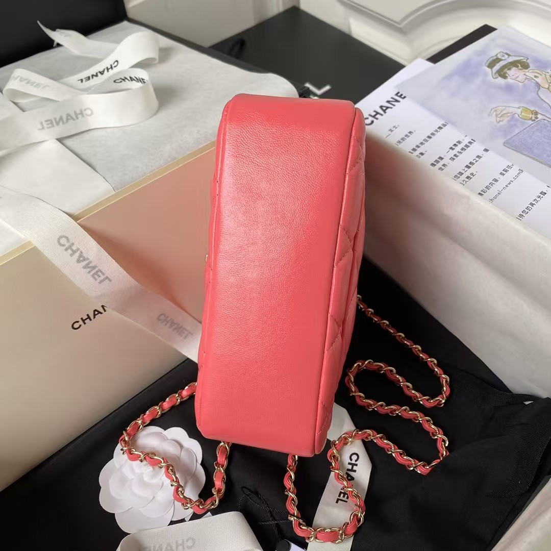 Replicate Chanel 24C AS4543 Mini Flap Bag Chain Bag Top Handle Dark Pink Lambskin(1:1 replica)