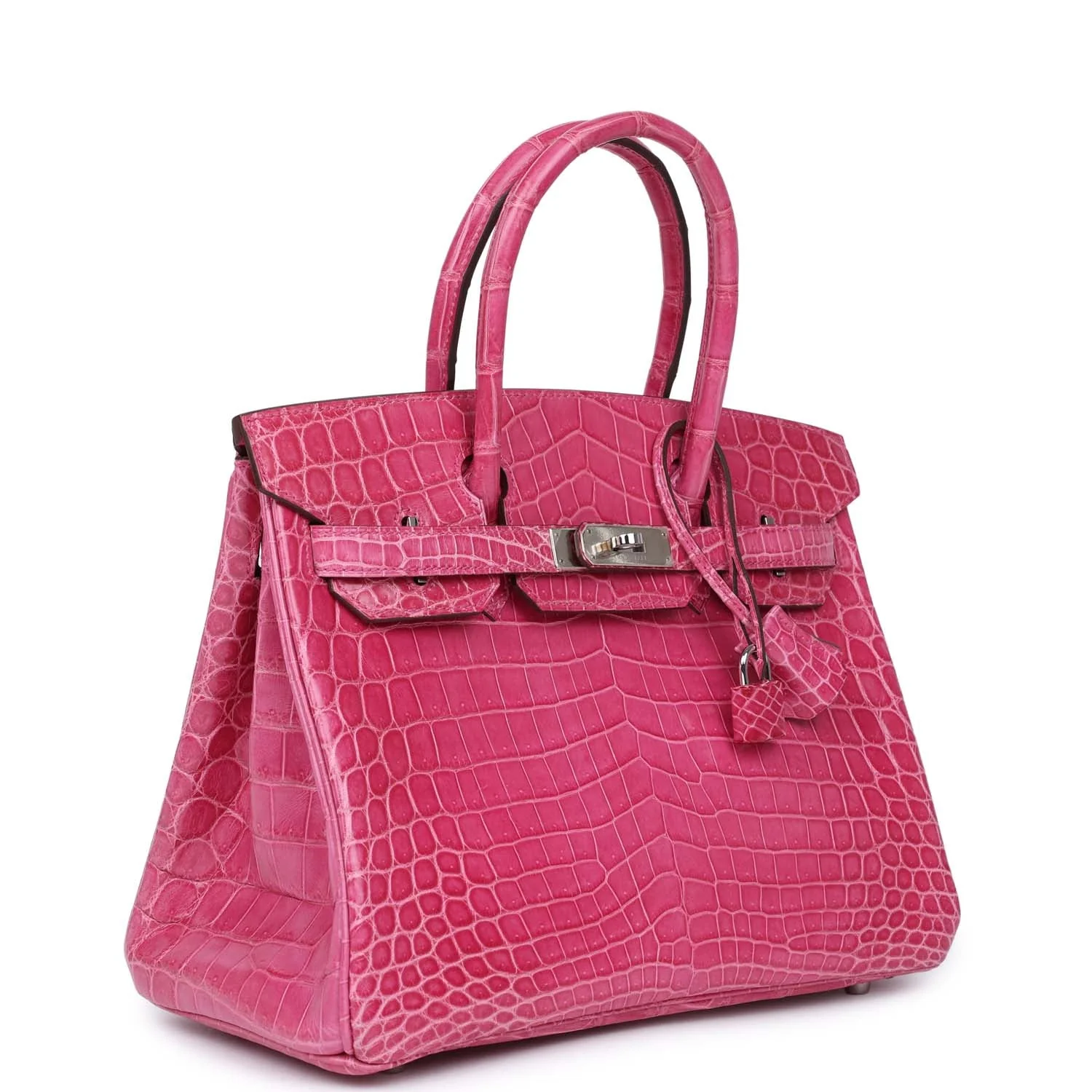 Replicate Hermes Birkin 30 Fuschia Shiny Niloticus Crocodile Palladium Hardware(1:1 replica)