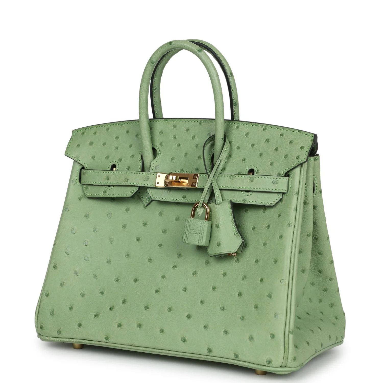 Replicate Hermes Birkin 25 Vert Criquet Ostrich Gold Hardware(1:1 replica)