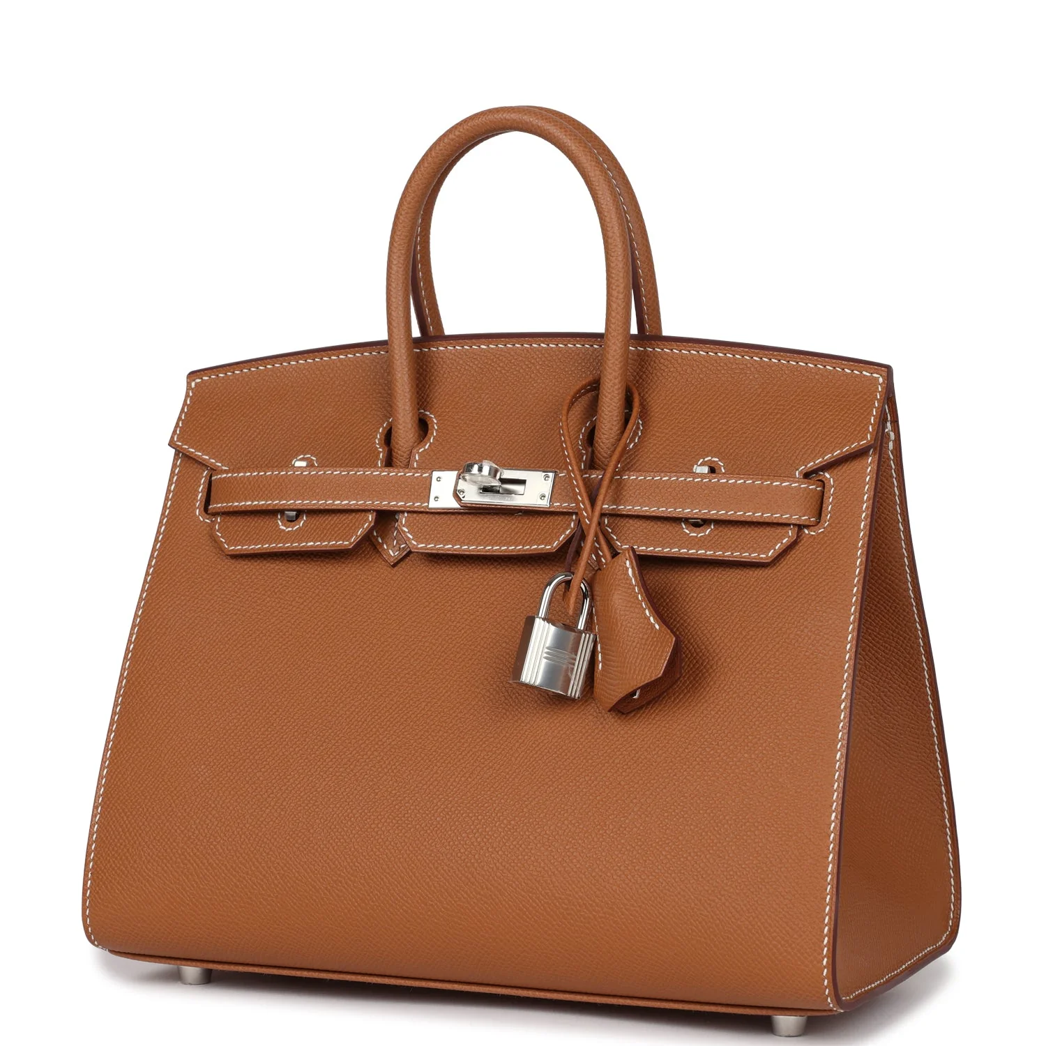 Replicate Hermes Birkin Sellier 25 Gold Epsom Palladium Hardware(1:1 replica)